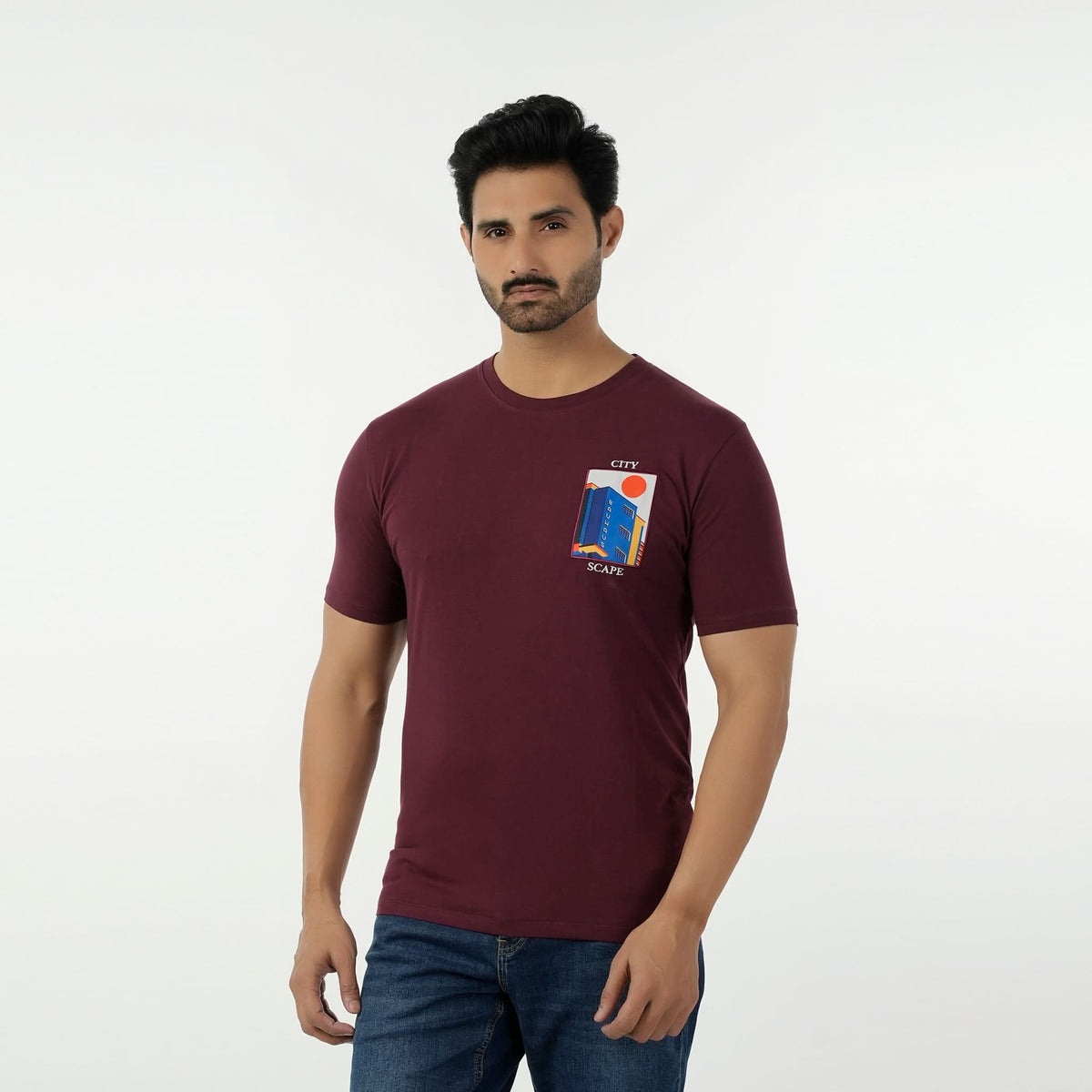 Eminent Men's Round Neck Half Sleeves Printed T-Shirt - Maroon, Men's T-Shirts & Polos, Eminent, Chase Value