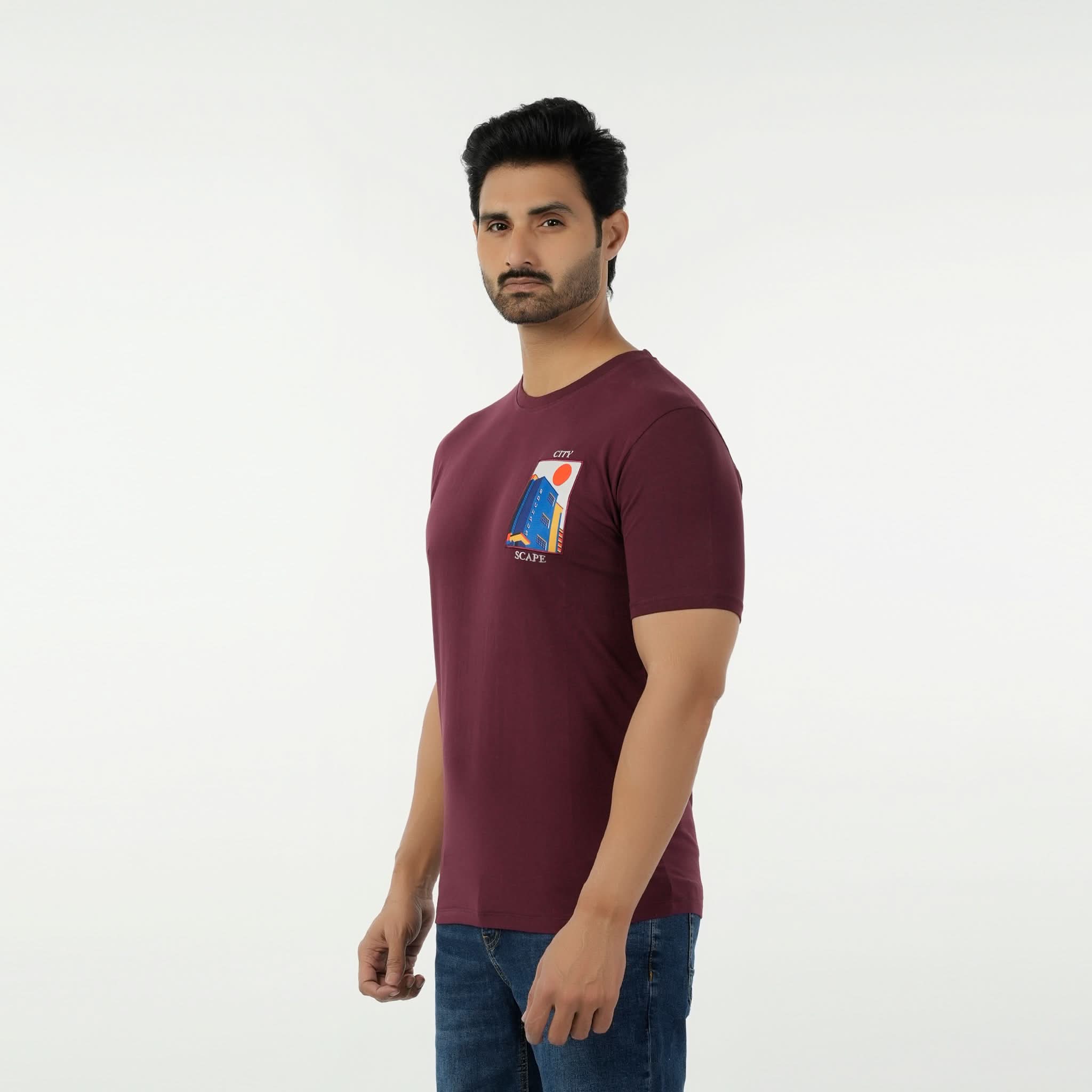 Eminent Men's Round Neck Half Sleeves Printed T-Shirt - Maroon, Men's T-Shirts & Polos, Eminent, Chase Value