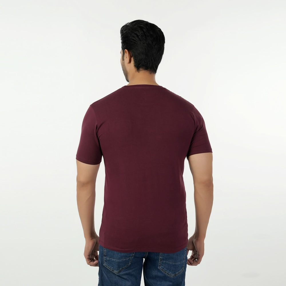 Eminent Men's Round Neck Half Sleeves Printed T-Shirt - Maroon, Men's T-Shirts & Polos, Eminent, Chase Value