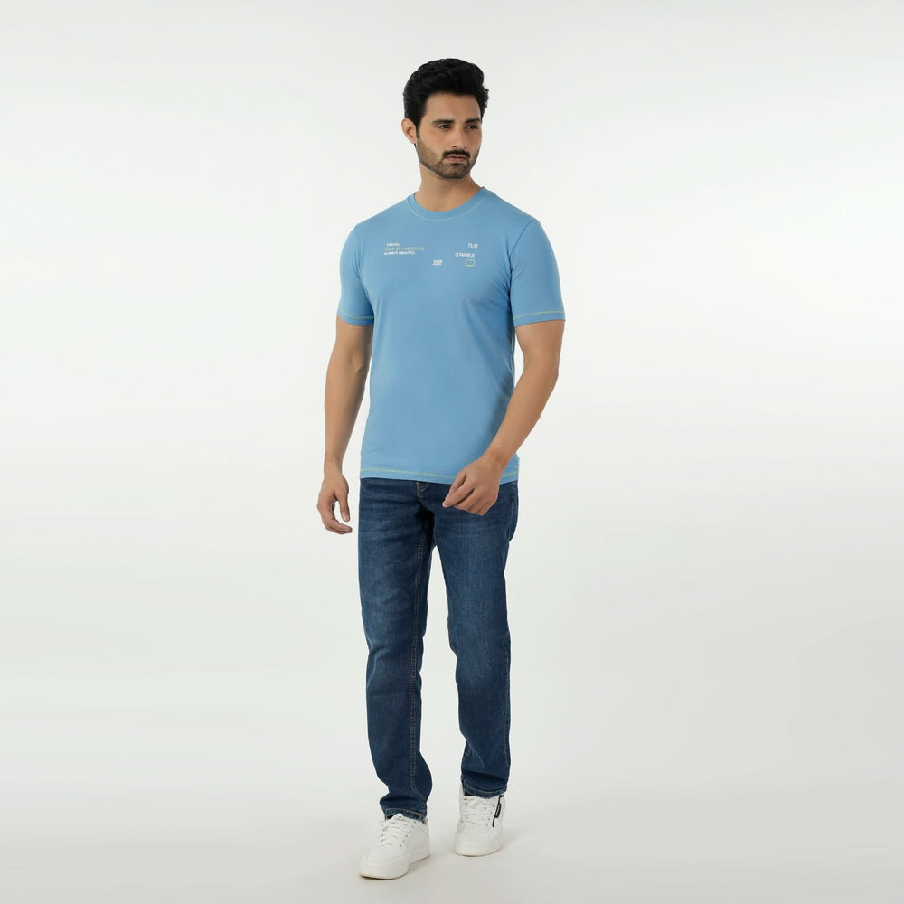 Eminent Men's Round Neck Half Sleeves Printed T-Shirt - Blue, Men's T-Shirts & Polos, Eminent, Chase Value