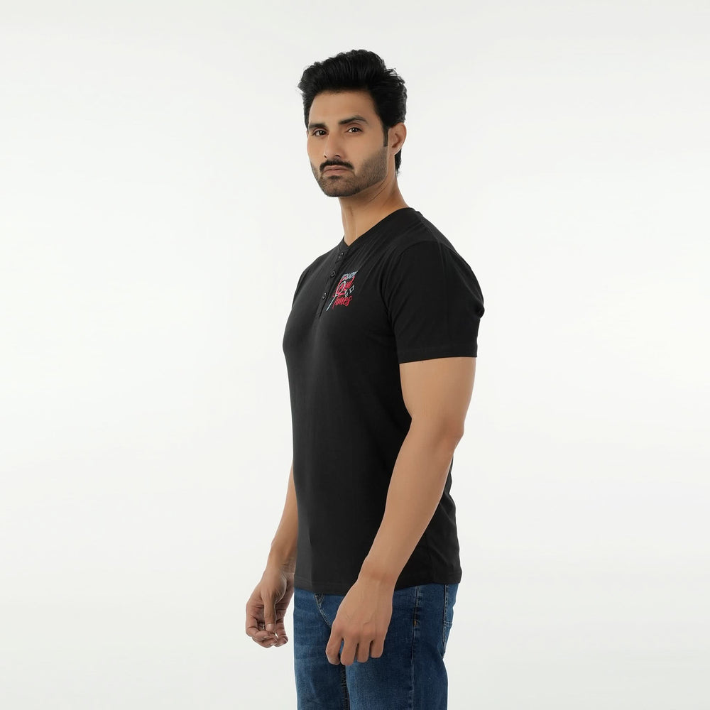 Men's Eminent Round Neck Half Sleeves Printed T-Shirt - Black, Men's T-Shirts & Polos, Eminent, Chase Value