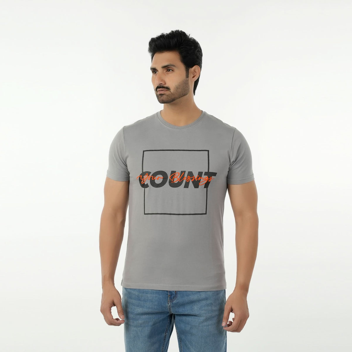 Eminent Men's Round Neck Half Sleeves Printed T-Shirt - Frost Grey, Men's T-Shirts & Polos, Eminent, Chase Value