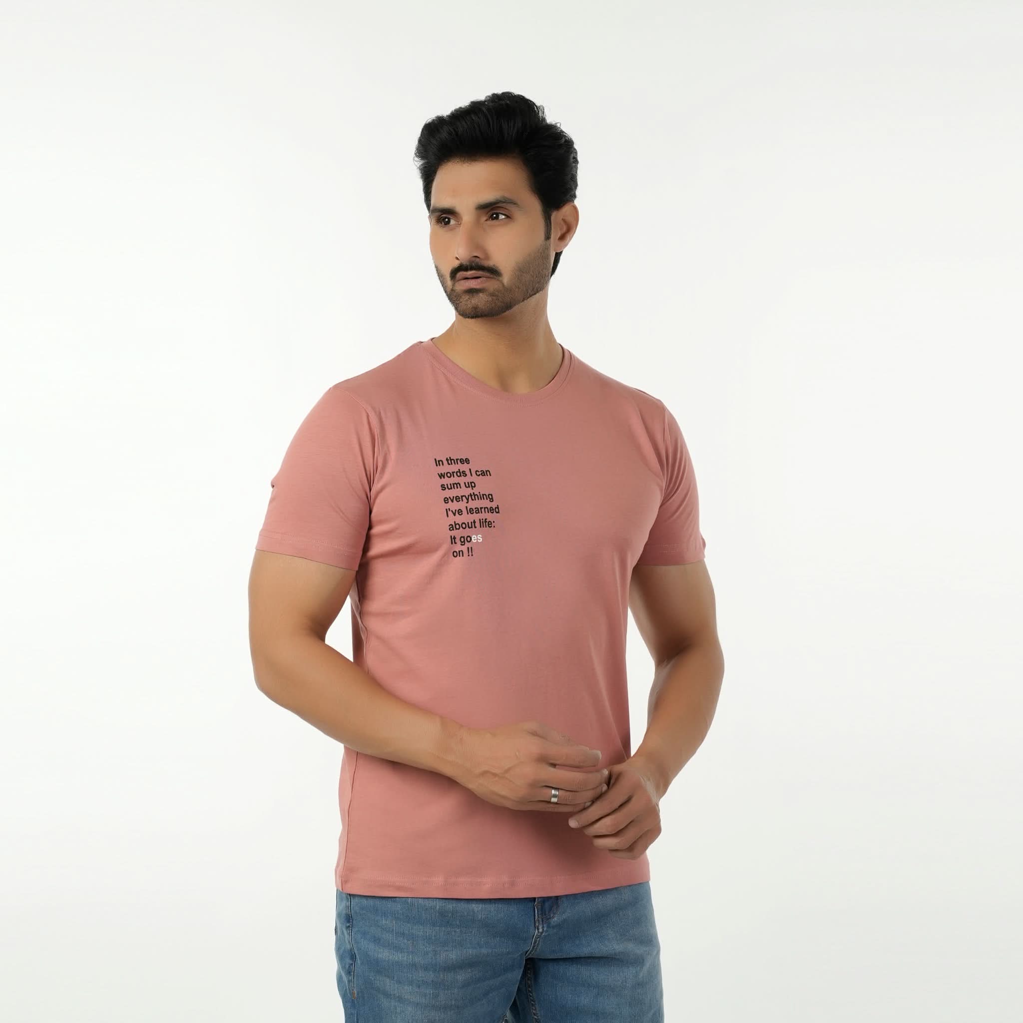 Eminent Men's Round Neck Half Sleeves Printed T-Shirt - Pink, Men's T-Shirts & Polos, Eminent, Chase Value