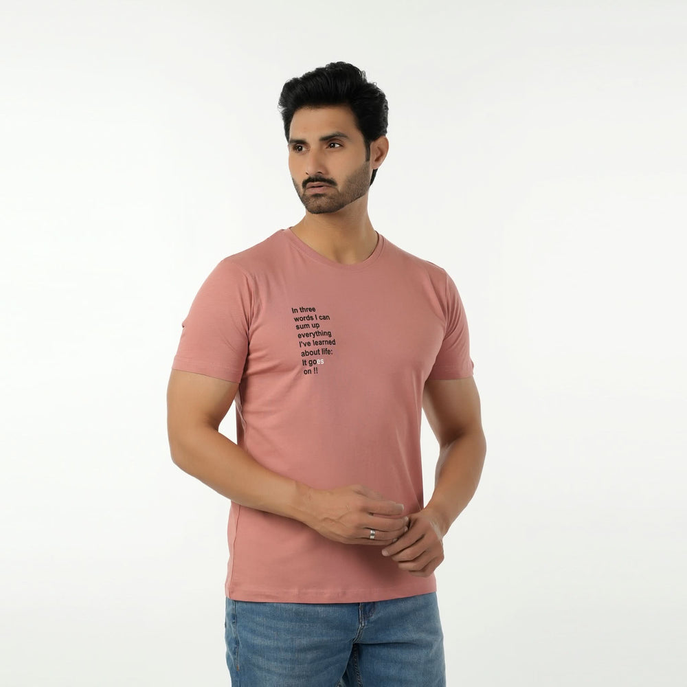 Eminent Men's Round Neck Half Sleeves Printed T-Shirt - Pink, Men's T-Shirts & Polos, Eminent, Chase Value