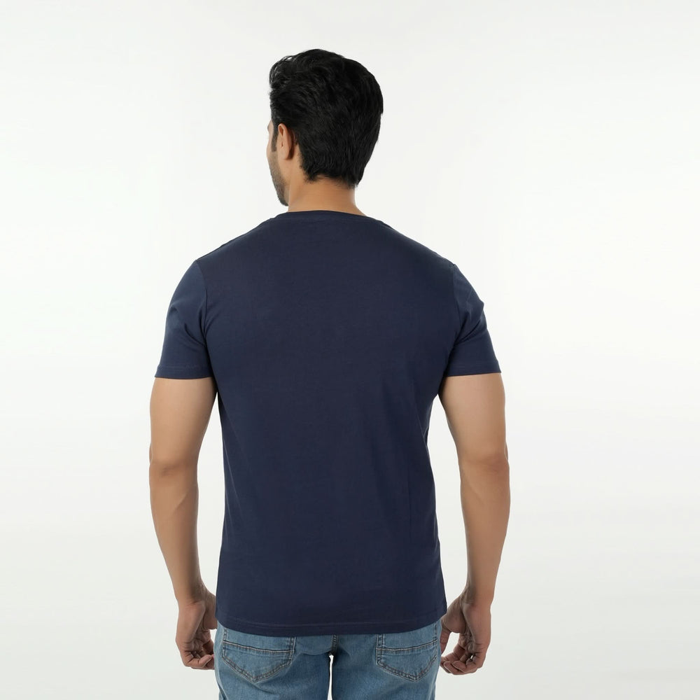 Eminent Men's Round Neck Half Sleeves Printed T-Shirt - Mid Blue, Men's T-Shirts & Polos, Eminent, Chase Value