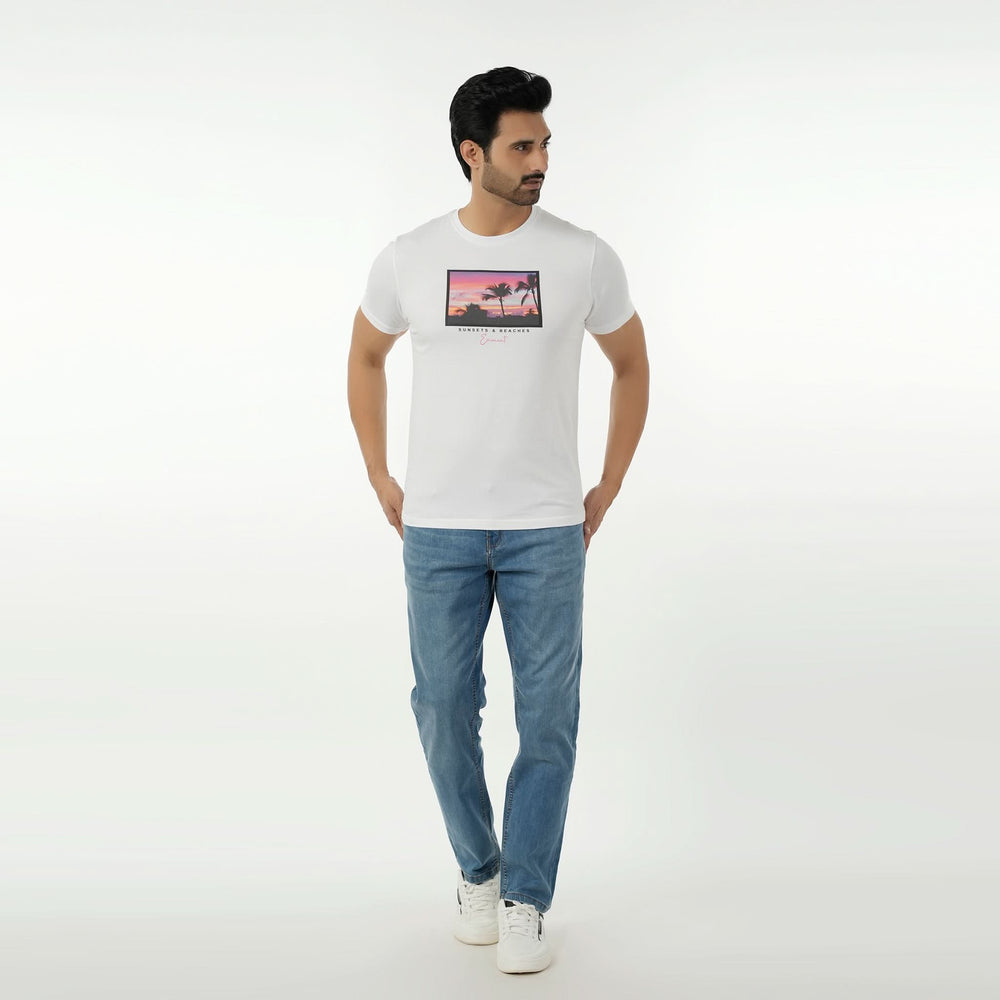 Eminent Men's Round Neck Half Sleeves Printed T-Shirt - White, Men's T-Shirts & Polos, Eminent, Chase Value