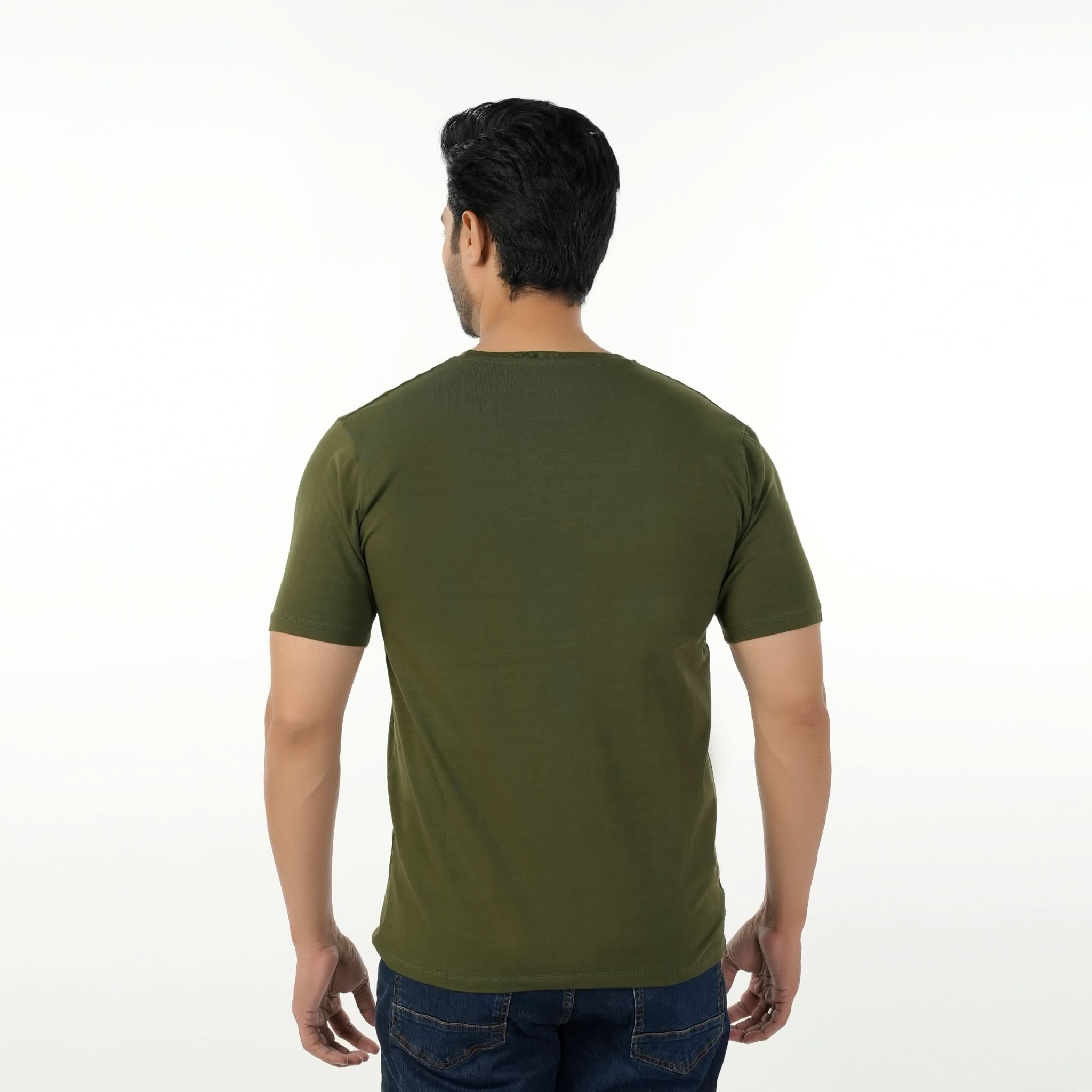Men's Eminent Round Neck Half Sleeves Printed T-Shirt - Olive Green, Men's T-Shirts & Polos, Eminent, Chase Value