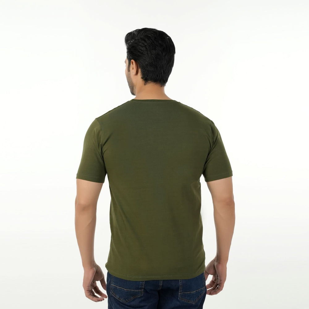 Men's Eminent Round Neck Half Sleeves Printed T-Shirt - Olive Green, Men's T-Shirts & Polos, Eminent, Chase Value