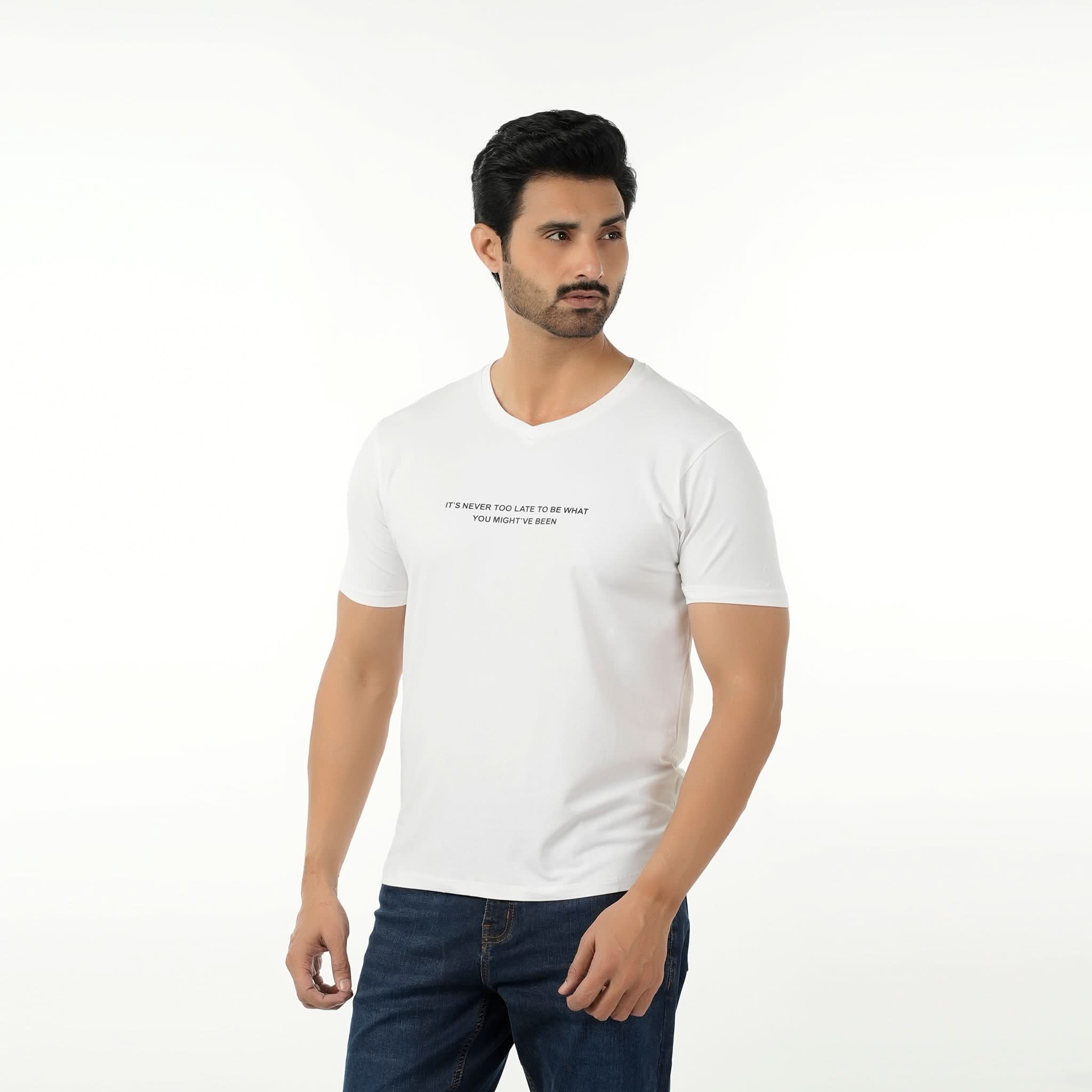 Eminent Men's Round Neck Half Sleeves Printed T Shirt - Off White, Men's T-Shirts & Polos, Eminent, Chase Value