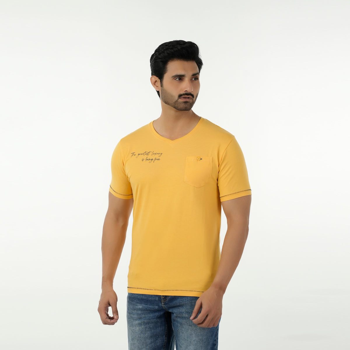 Eminent Men's Round Neck Half Sleeves Printed T-Shirt - Yellow, Men's T-Shirts & Polos, Eminent, Chase Value