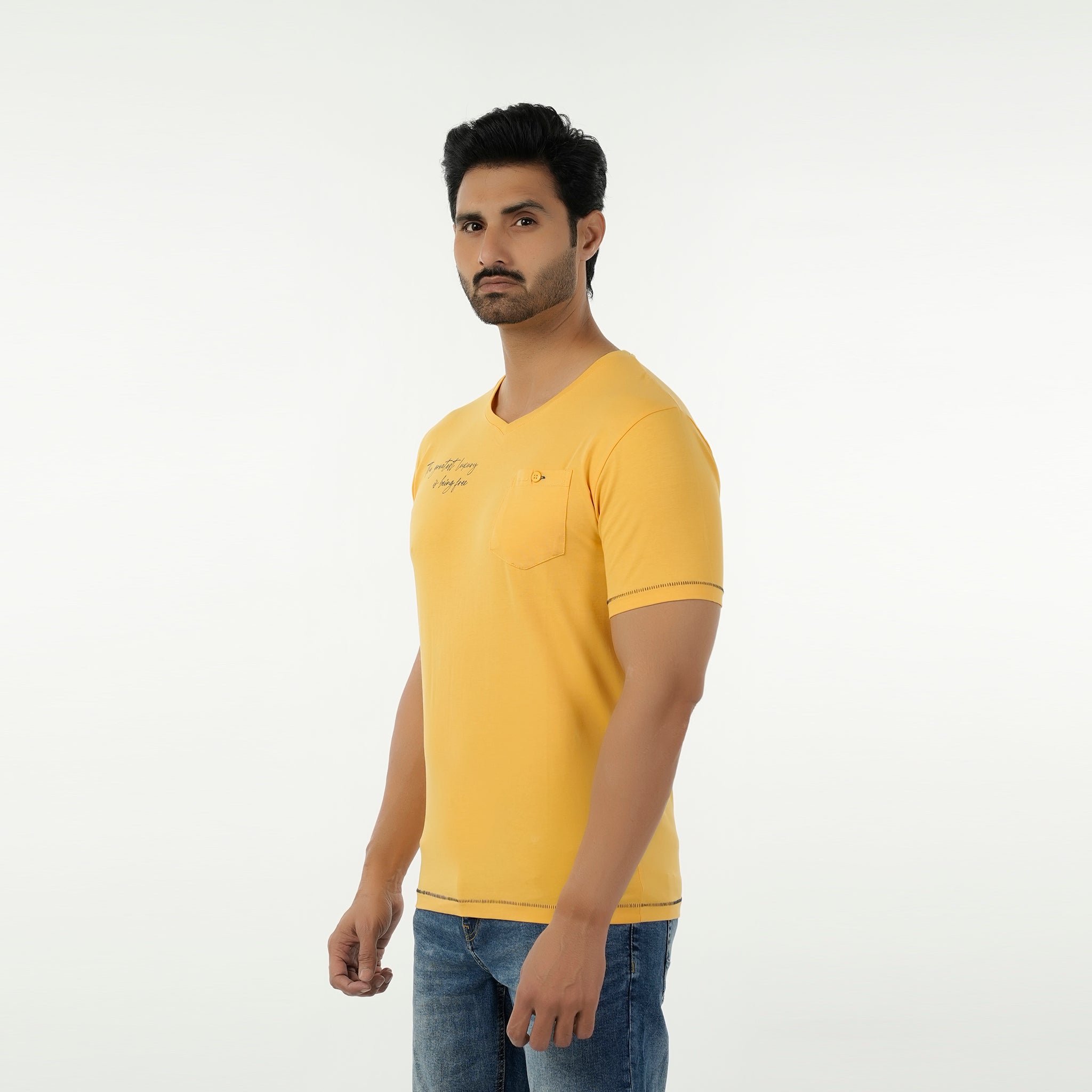 Eminent Men's Round Neck Half Sleeves Printed T-Shirt - Yellow, Men's T-Shirts & Polos, Eminent, Chase Value