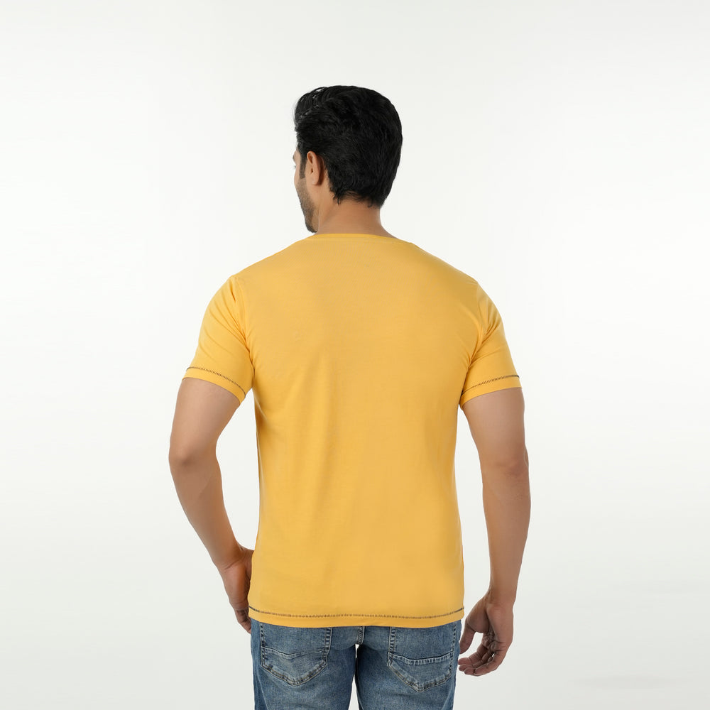 Eminent Men's Round Neck Half Sleeves Printed T-Shirt - Yellow, Men's T-Shirts & Polos, Eminent, Chase Value