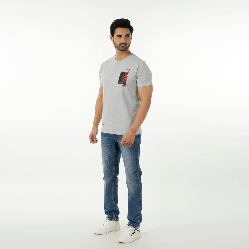 Eminent Men's Round Neck Half Sleeves Printed T-Shirt - Ash Grey, Men's T-Shirts & Polos, Eminent, Chase Value