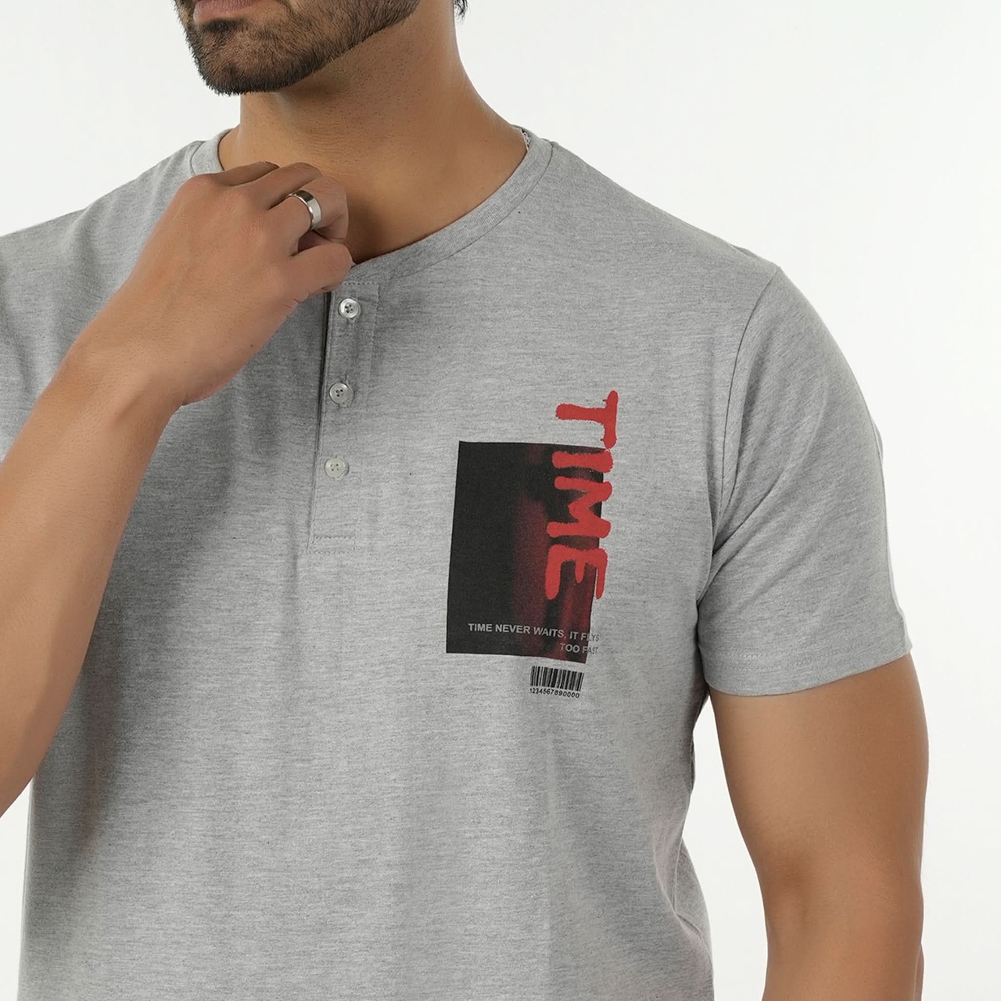 Eminent Men's Round Neck Half Sleeves Printed T-Shirt - Ash Grey, Men's T-Shirts & Polos, Eminent, Chase Value