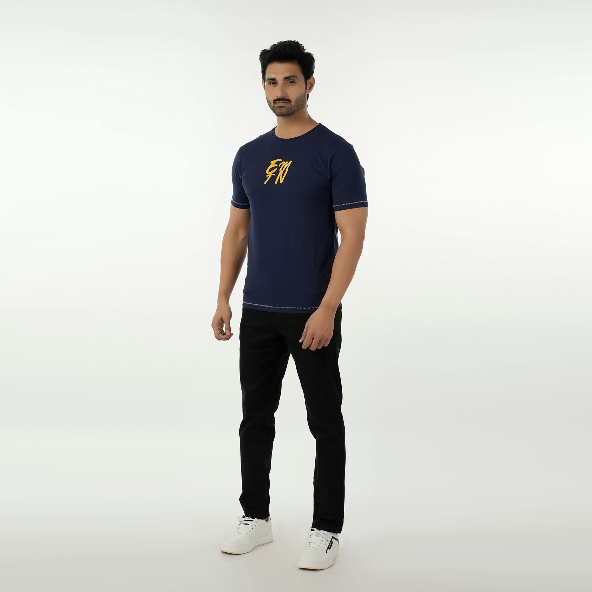 Eminent Men's Round Neck Half Sleeves Printed T-Shirt - Navy Blue, Men's T-Shirts & Polos, Eminent, Chase Value