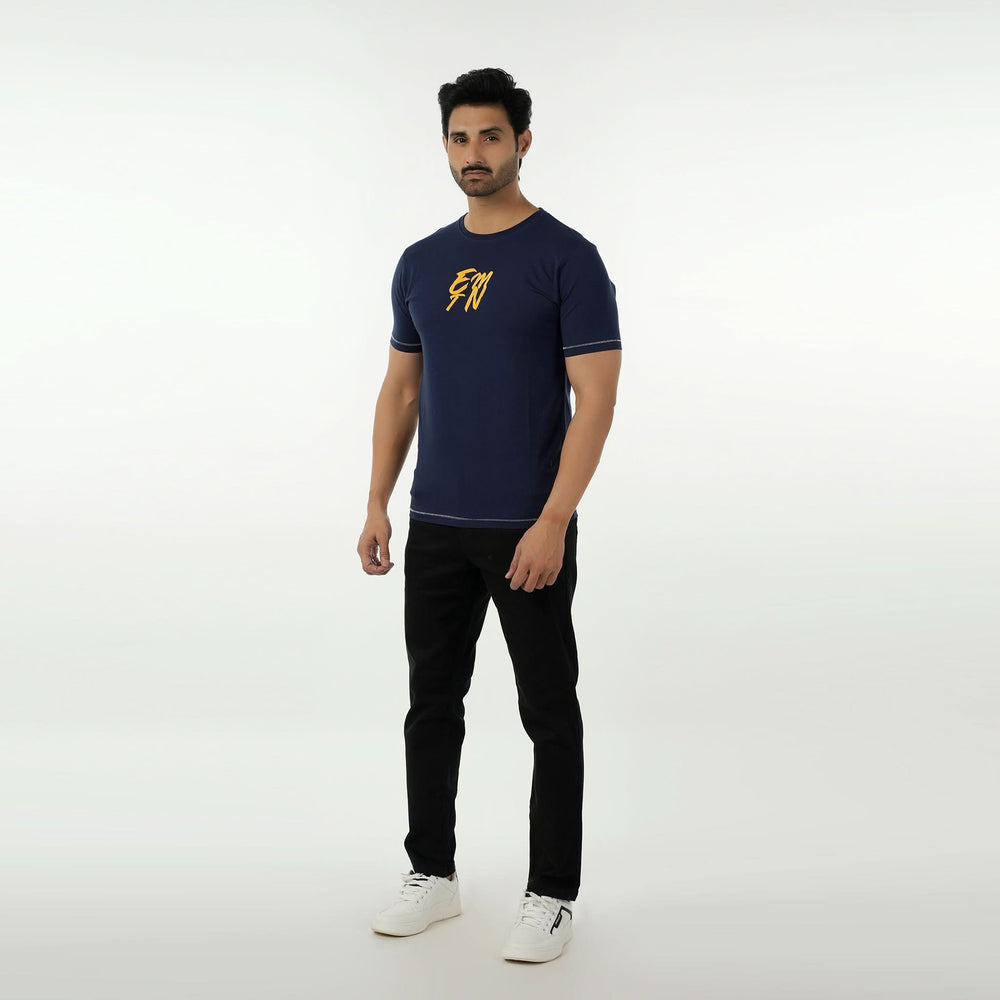 Eminent Men's Round Neck Half Sleeves Printed T-Shirt - Navy Blue, Men's T-Shirts & Polos, Eminent, Chase Value
