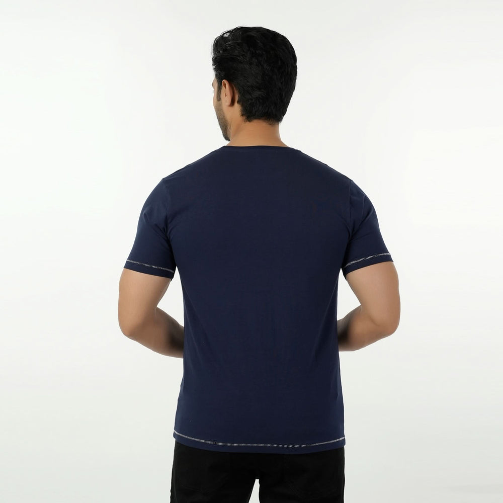 Eminent Men's Round Neck Half Sleeves Printed T-Shirt - Navy Blue, Men's T-Shirts & Polos, Eminent, Chase Value