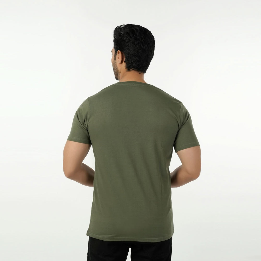 Eminent Men's Round Neck Half Sleeves Printed T-Shirt - Olive Green, Men's T-Shirts & Polos, Eminent, Chase Value