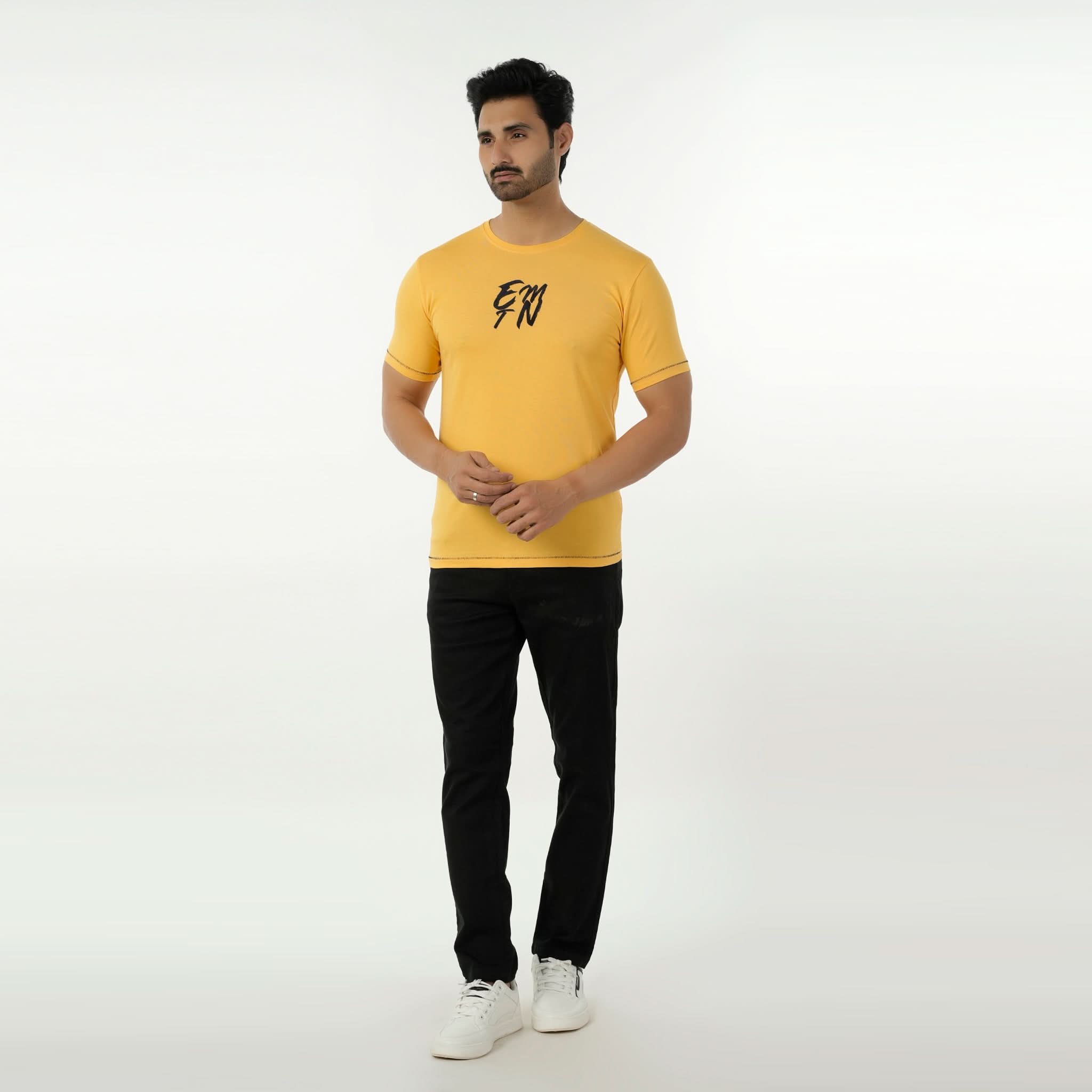 Eminent Men's Round Neck Half Sleeves Printed T-Shirt - Yellow, Men's T-Shirts & Polos, Eminent, Chase Value