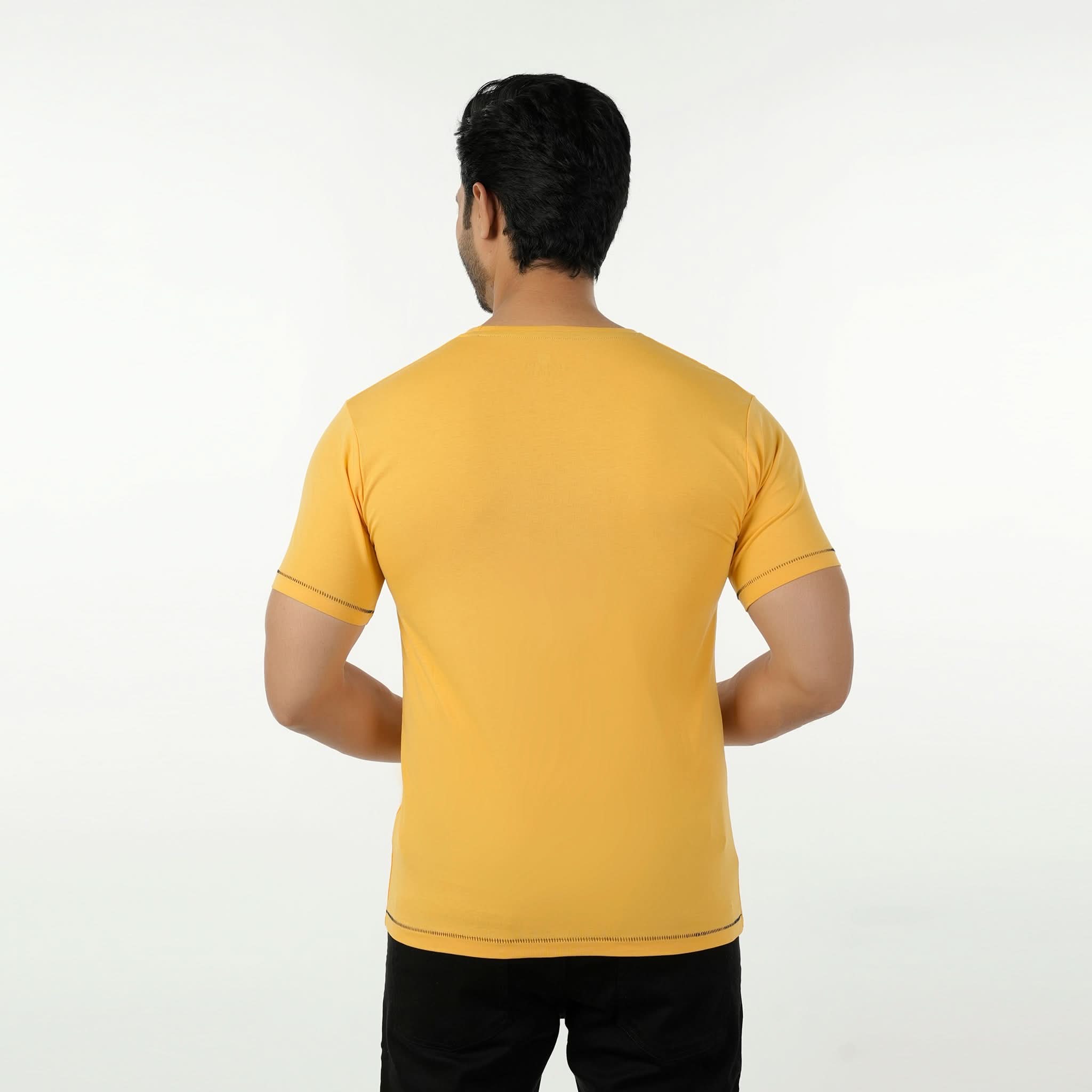 Eminent Men's Round Neck Half Sleeves Printed T-Shirt - Yellow, Men's T-Shirts & Polos, Eminent, Chase Value