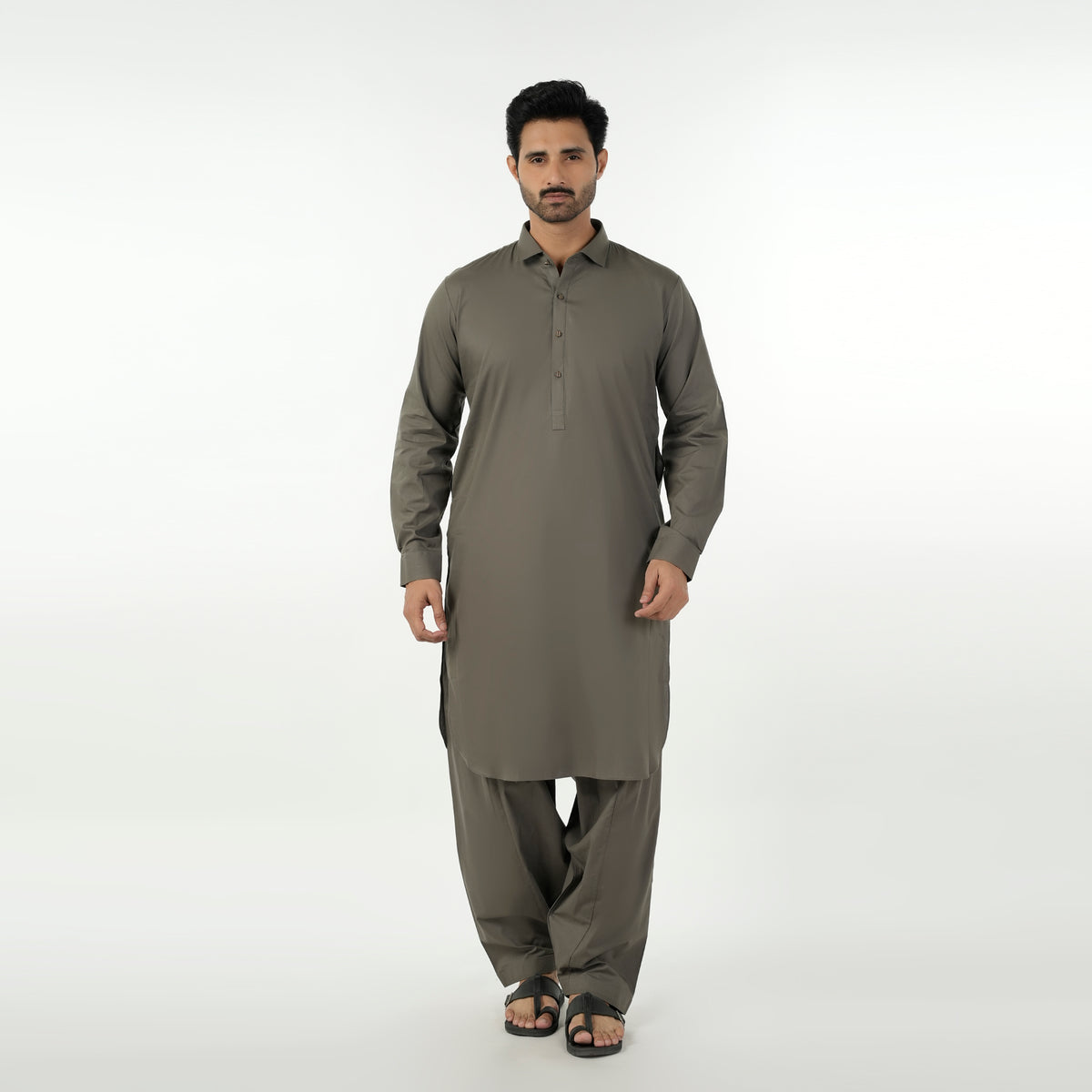 Eminent Men's Trim Fit Shalwar Suit Plain - Olive, Men's Shalwar Kameez, Eminent, Chase Value
