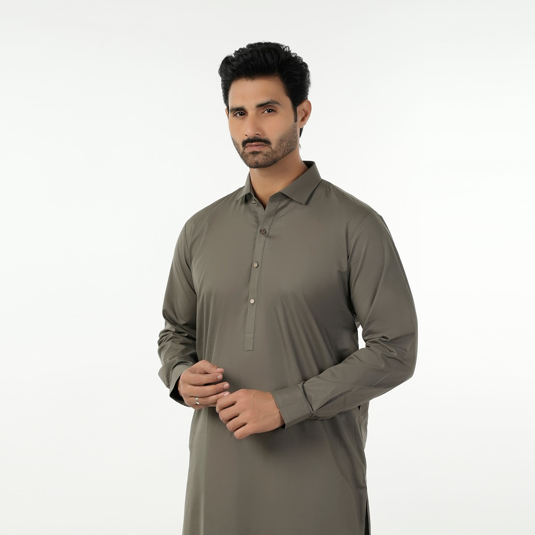 Eminent Men's Trim Fit Shalwar Suit Plain - Olive, Men's Shalwar Kameez, Eminent, Chase Value