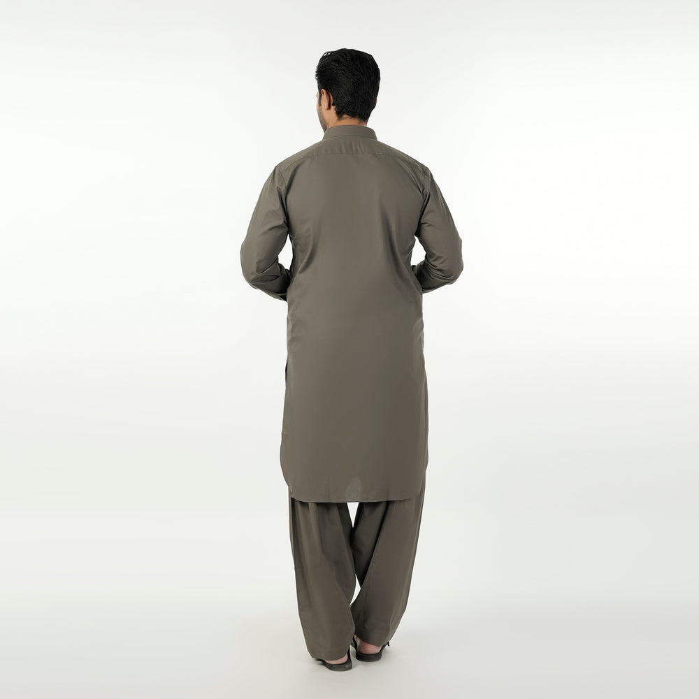 Eminent Men's Trim Fit Shalwar Suit Plain - Olive, Men's Shalwar Kameez, Eminent, Chase Value