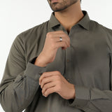 Eminent Men's Trim Fit Shalwar Suit Plain - Olive, Men's Shalwar Kameez, Eminent, Chase Value