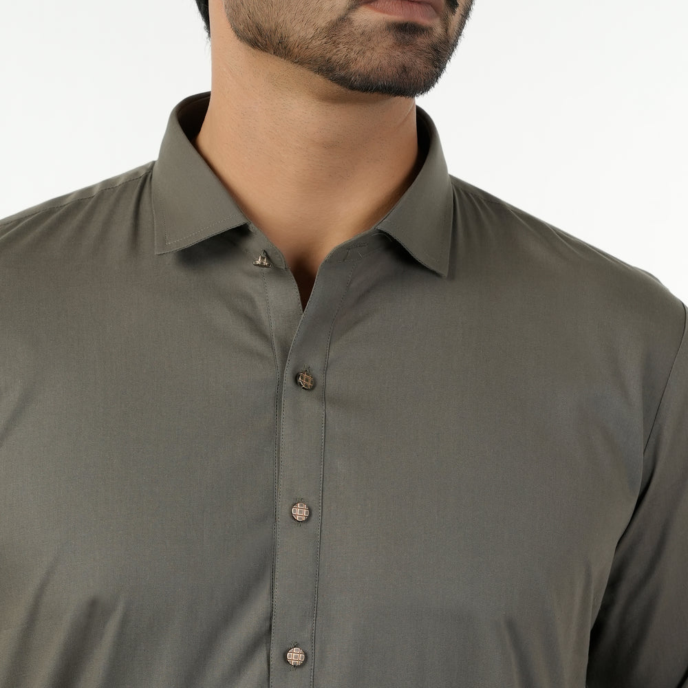 Eminent Men's Trim Fit Shalwar Suit Plain - Olive, Men's Shalwar Kameez, Eminent, Chase Value