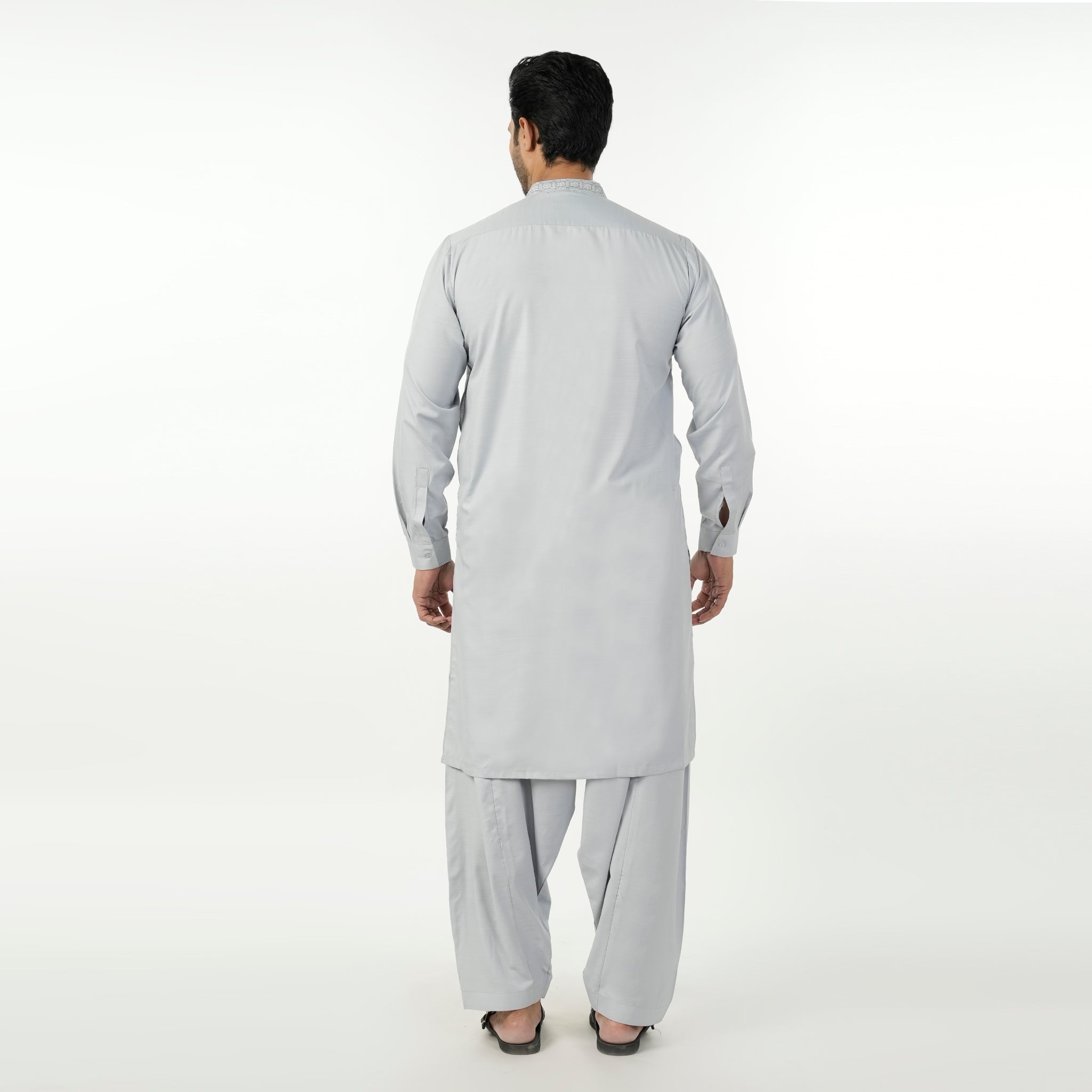 Eminent Men's Embroidered Kurta Shalwar Suit - Silver, Men's Shalwar Kameez, Eminent, Chase Value