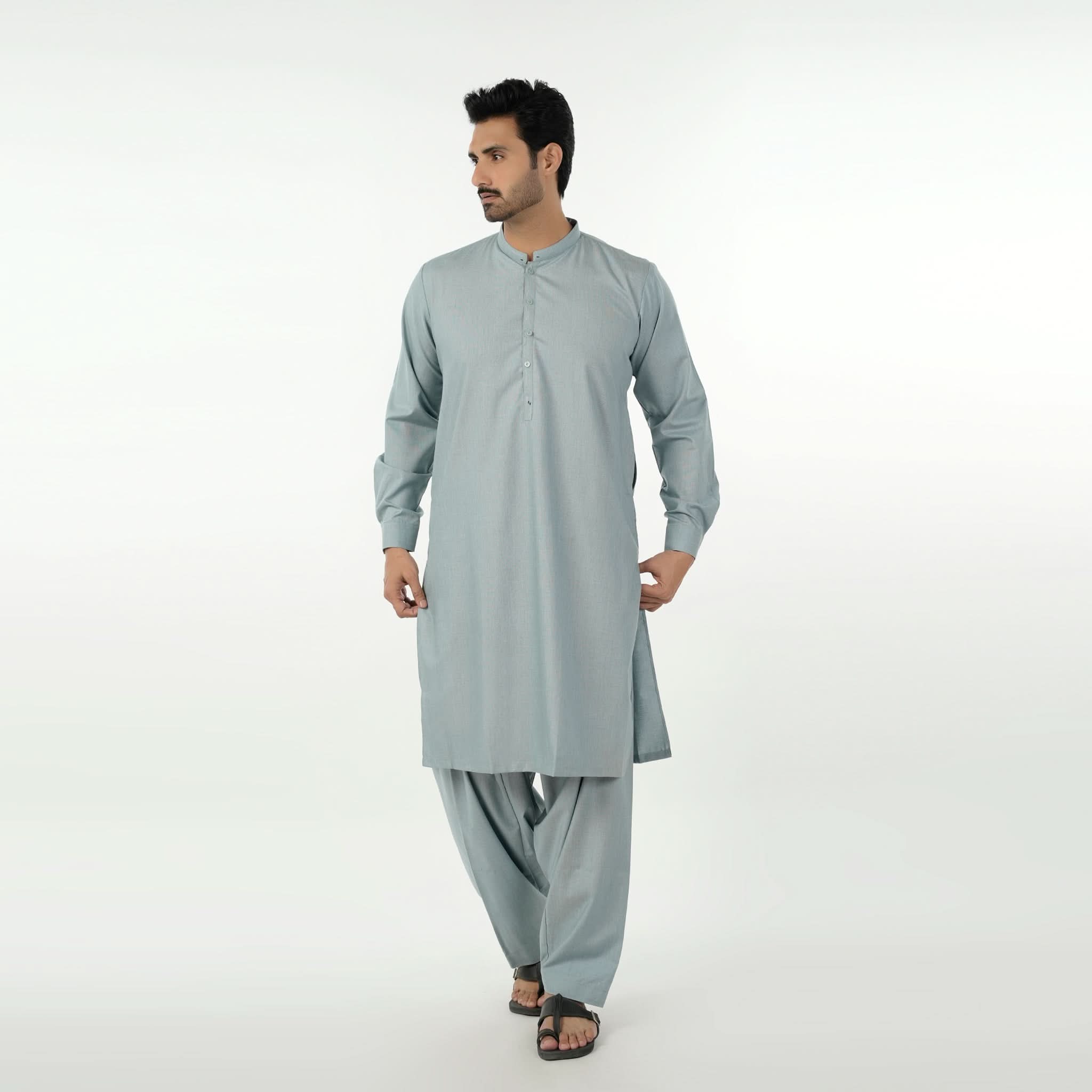 Eminent Men's Trim Fit Shalwar Suit - Aqua, Men's Shalwar Kameez, Eminent, Chase Value
