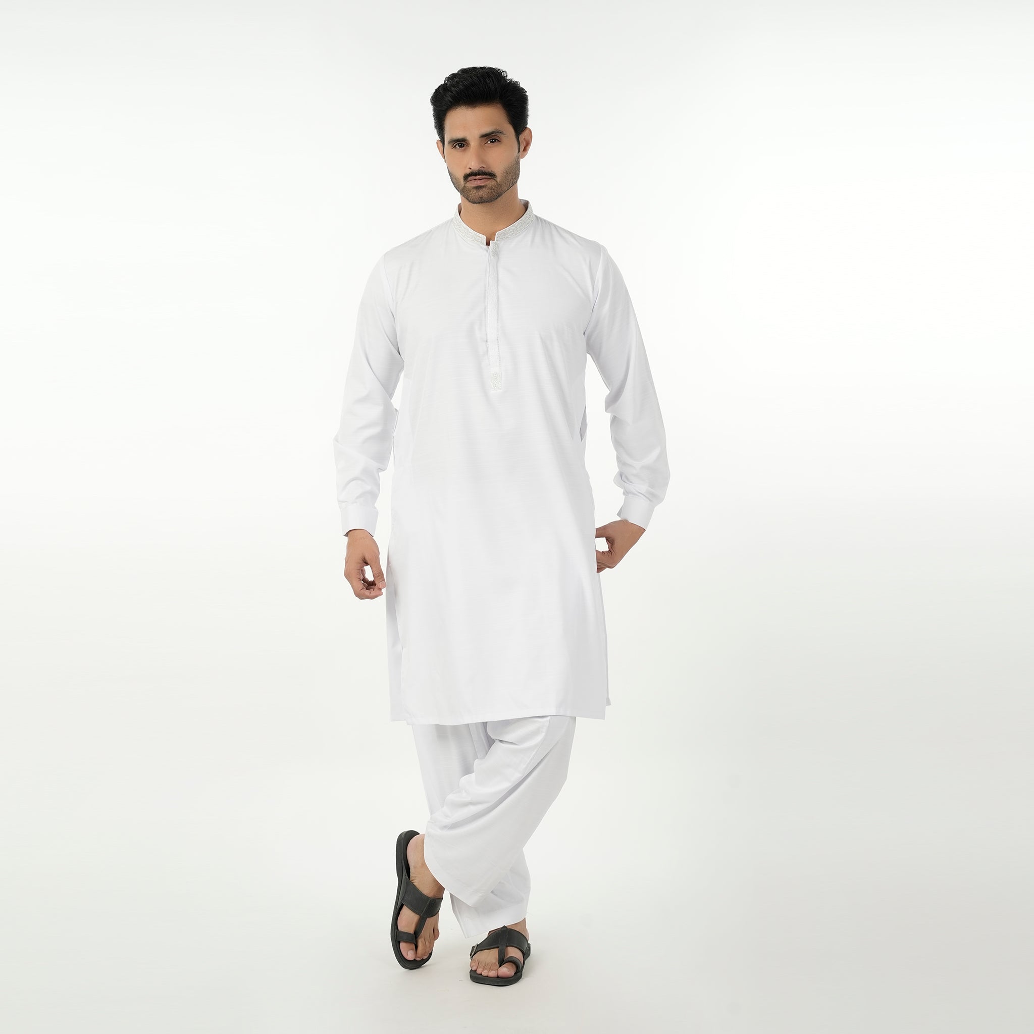 Eminent Men's Embroidered Kurta Shalwar Suit - White, Men's Shalwar Kameez, Eminent, Chase Value