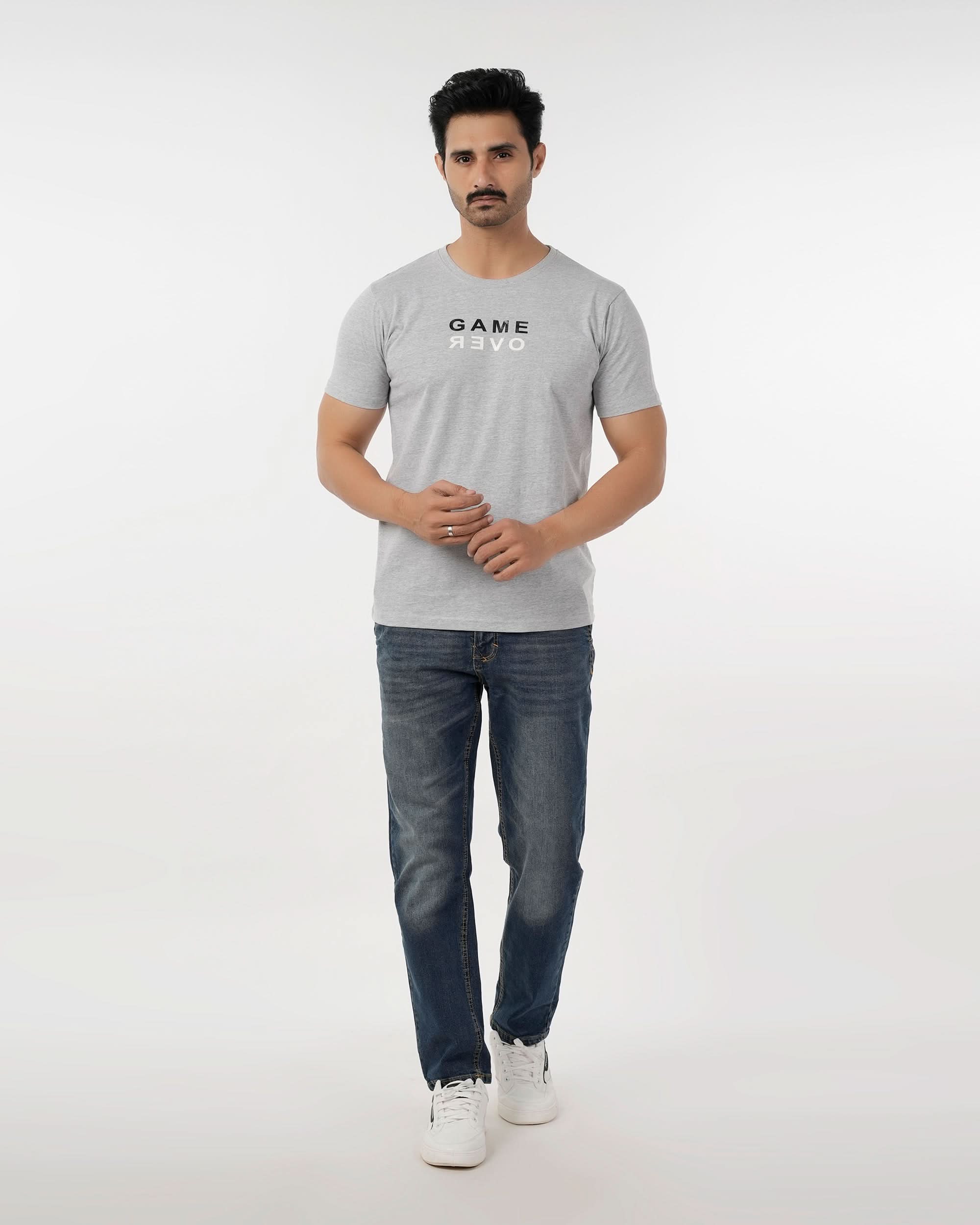 Eminent Men's Round Neck Half Sleeves Printed T-Shirt - Ash Grey, Men's T-Shirts & Polos, Eminent, Chase Value