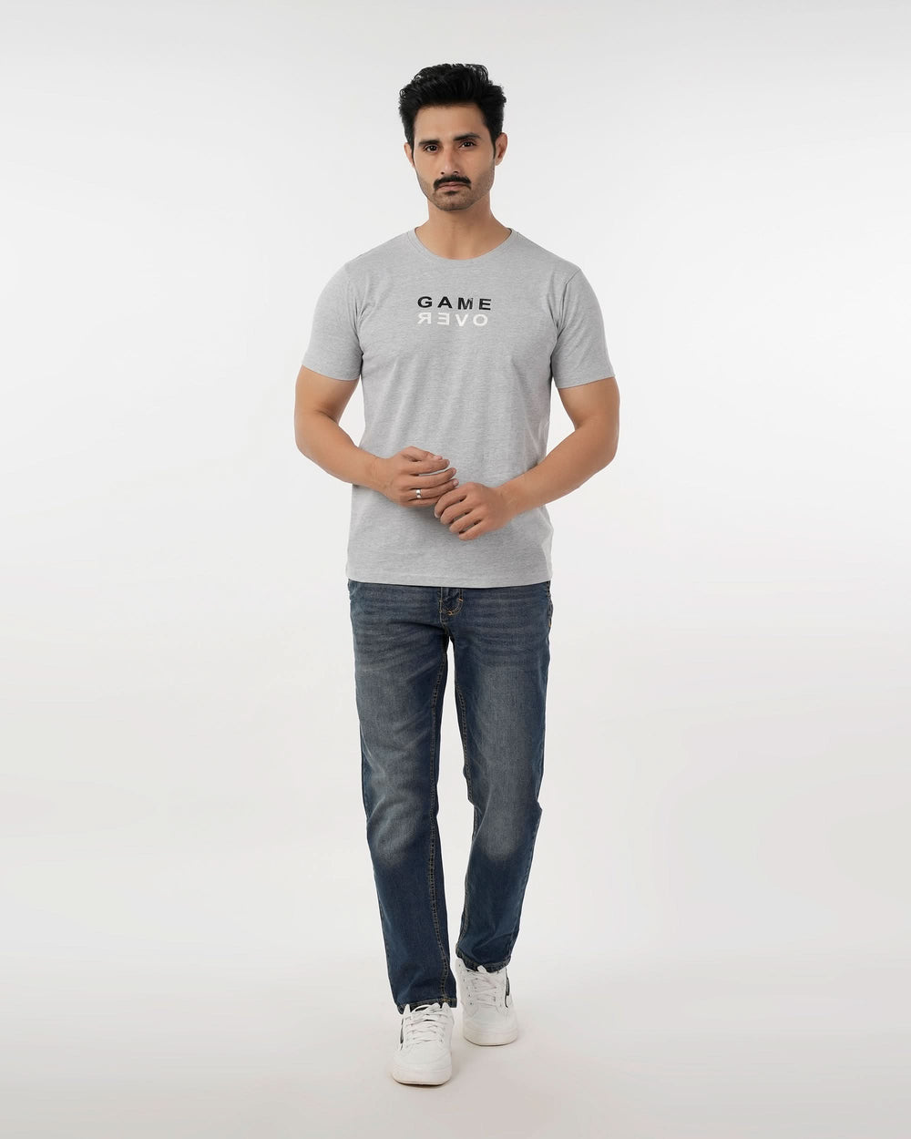 Eminent Men's Round Neck Half Sleeves Printed T-Shirt - Ash Grey, Men's T-Shirts & Polos, Eminent, Chase Value
