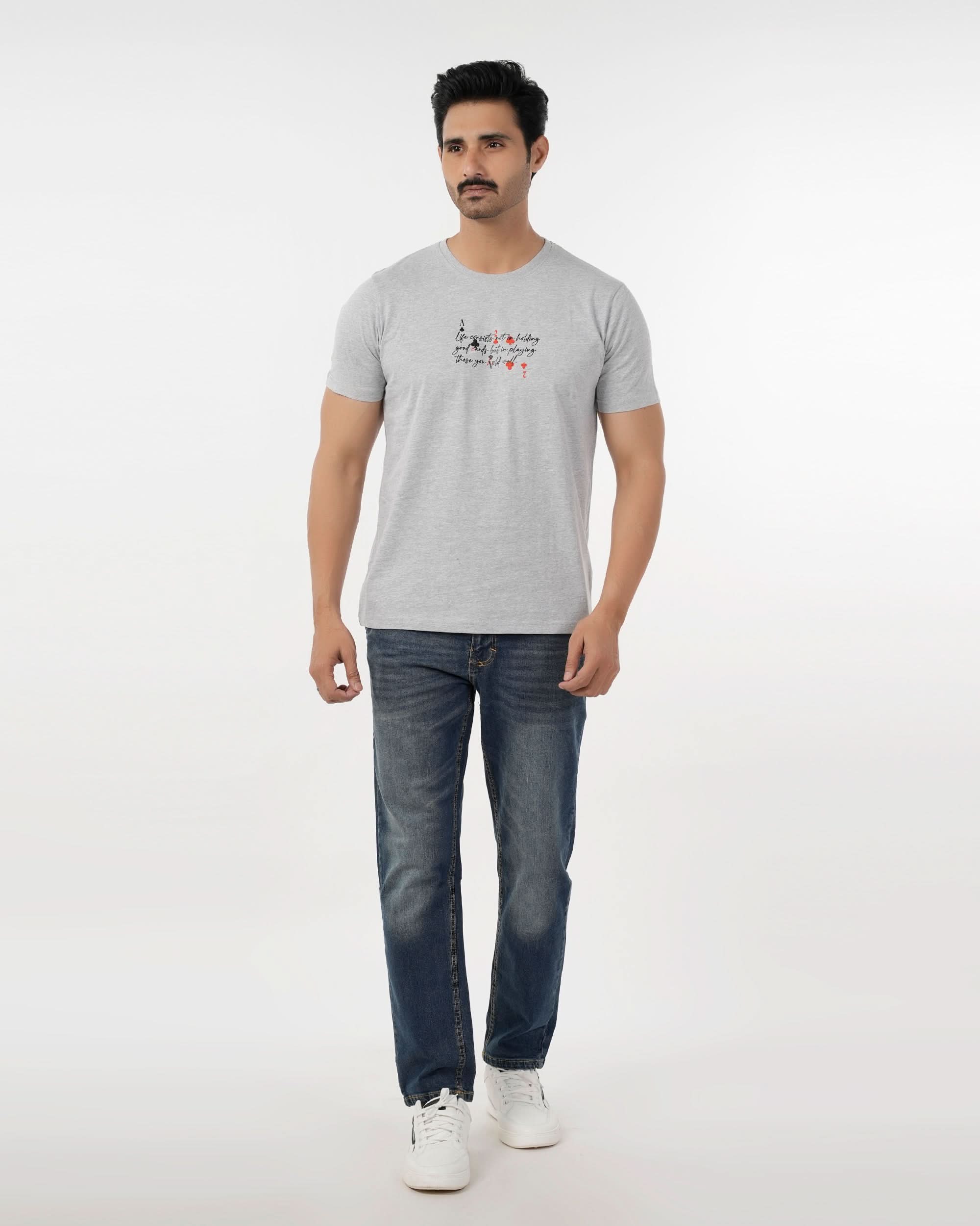 Eminent Men's Round Neck Half Sleeves T-Shirt - Ash Grey, Men's T-Shirts & Polos, Eminent, Chase Value