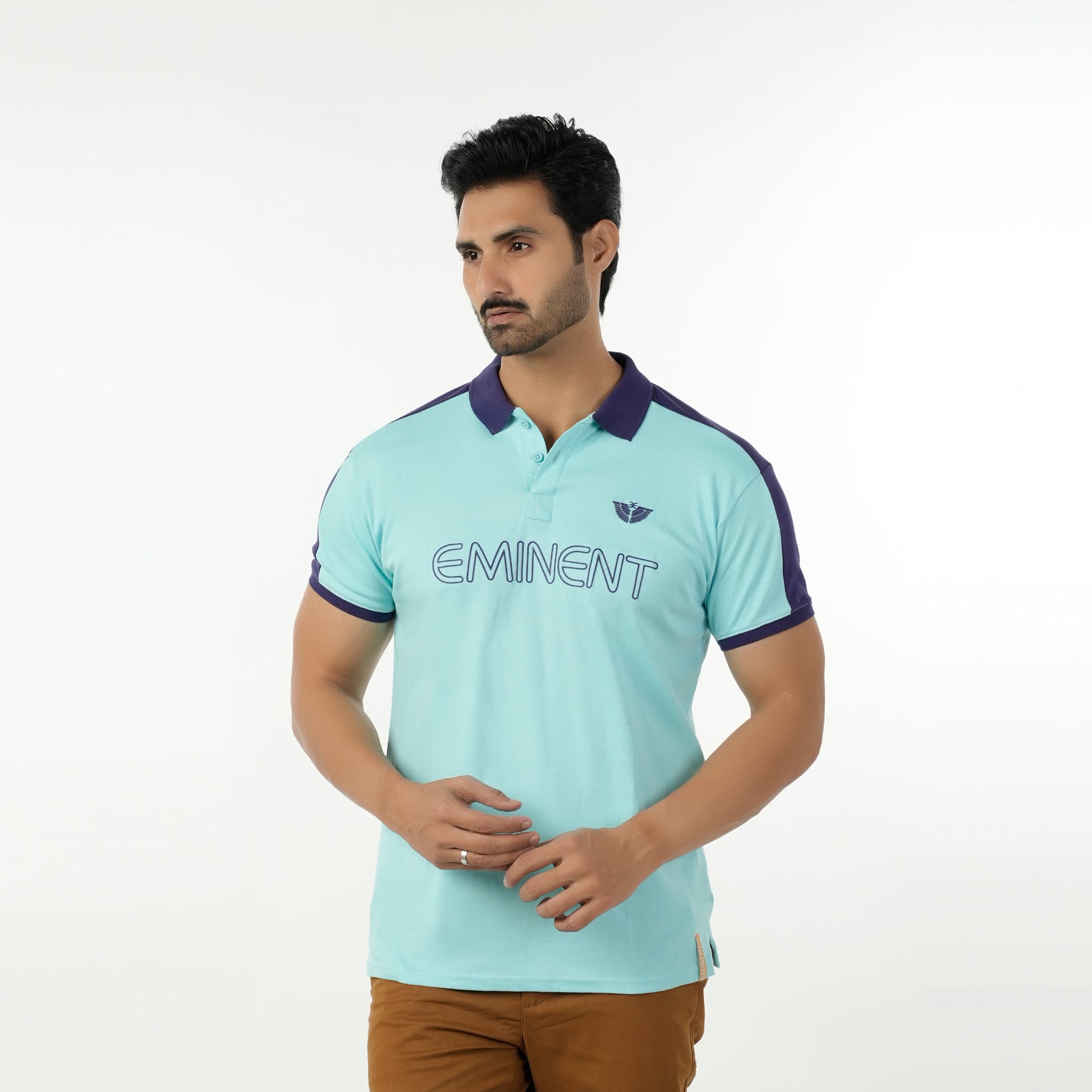 Men's Eminent Half Sleeves Polo T-Shirt - Cyan, Men's T-Shirts & Polos, Eminent, Chase Value