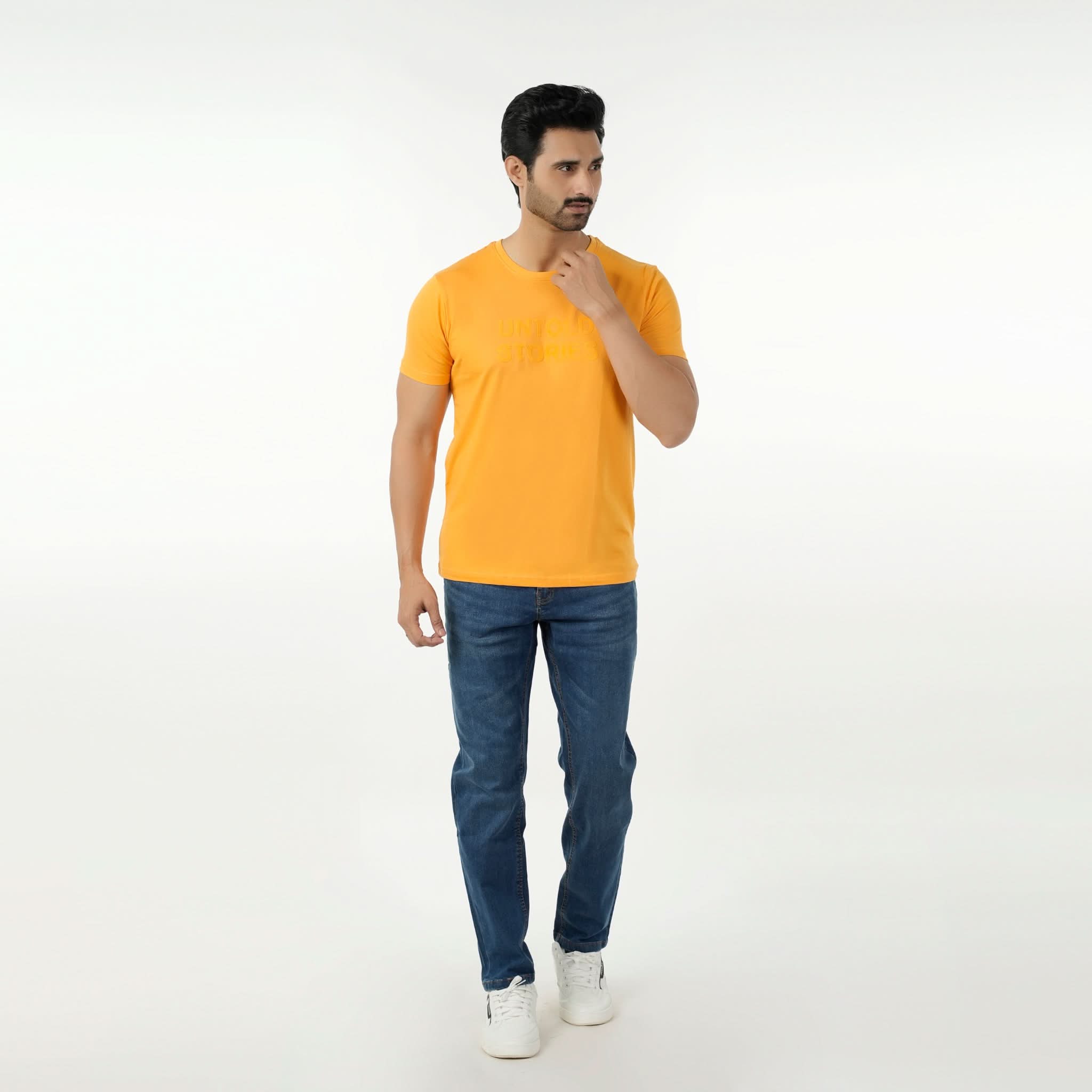 Eminent Men's Round Neck Half Sleeves Printed T-Shirt - Yellow, Men's T-Shirts & Polos, Eminent, Chase Value