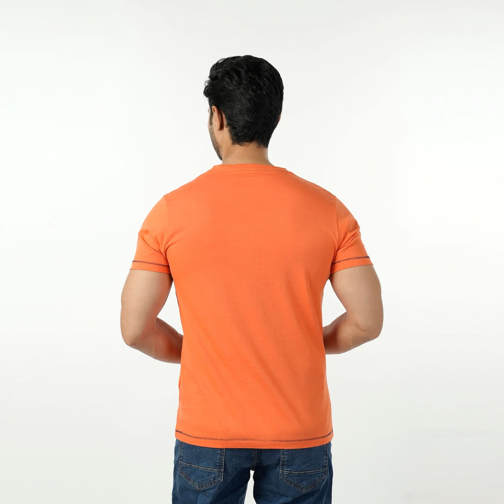 Eminent Men's Round Neck Half Sleeves Printed T-Shirt - Dark Orange, Men's T-Shirts & Polos, Eminent, Chase Value