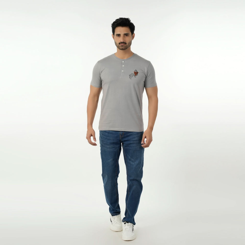 Eminent Men's Round Neck Half Sleeves Printed T-Shirt - Frost Grey, Men's T-Shirts & Polos, Eminent, Chase Value