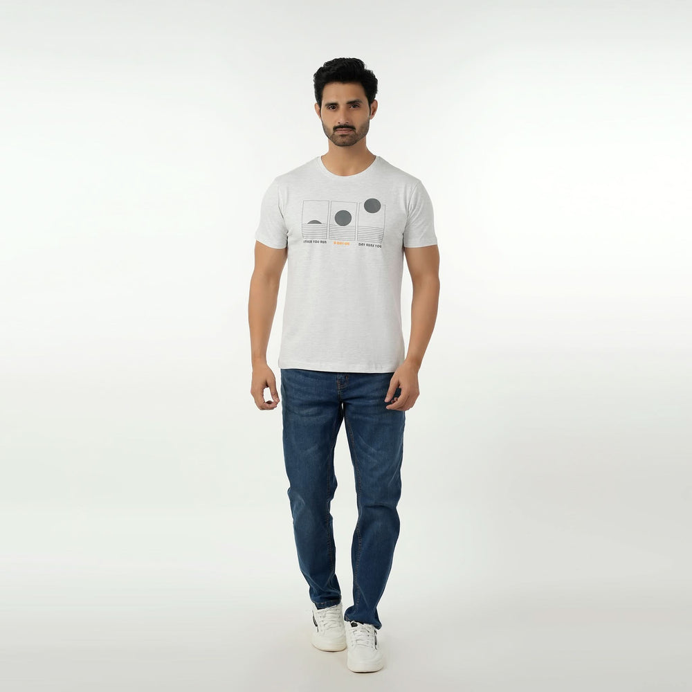 Eminent Men's Round Neck Half Sleeves Printed T-Shirt - Oatmeal, Men's T-Shirts & Polos, Eminent, Chase Value