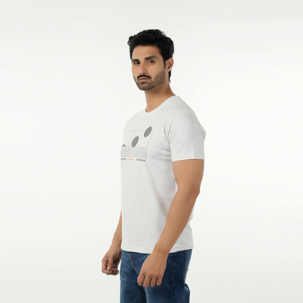 Eminent Men's Round Neck Half Sleeves Printed T-Shirt - Oatmeal, Men's T-Shirts & Polos, Eminent, Chase Value