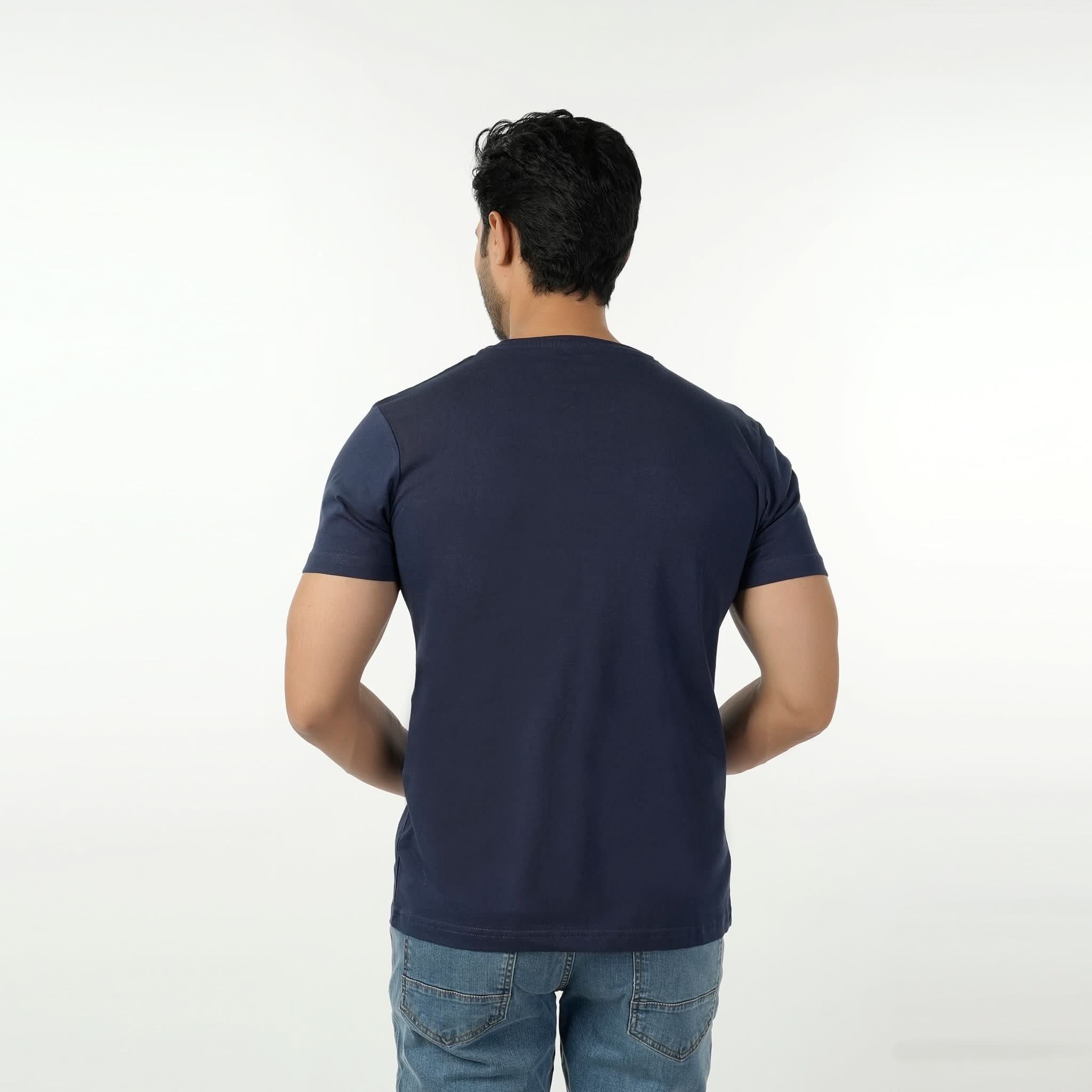 Eminent Men's Round Neck Half Sleeves Printed T-Shirt - Mid Blue, Men's T-Shirts & Polos, Eminent, Chase Value
