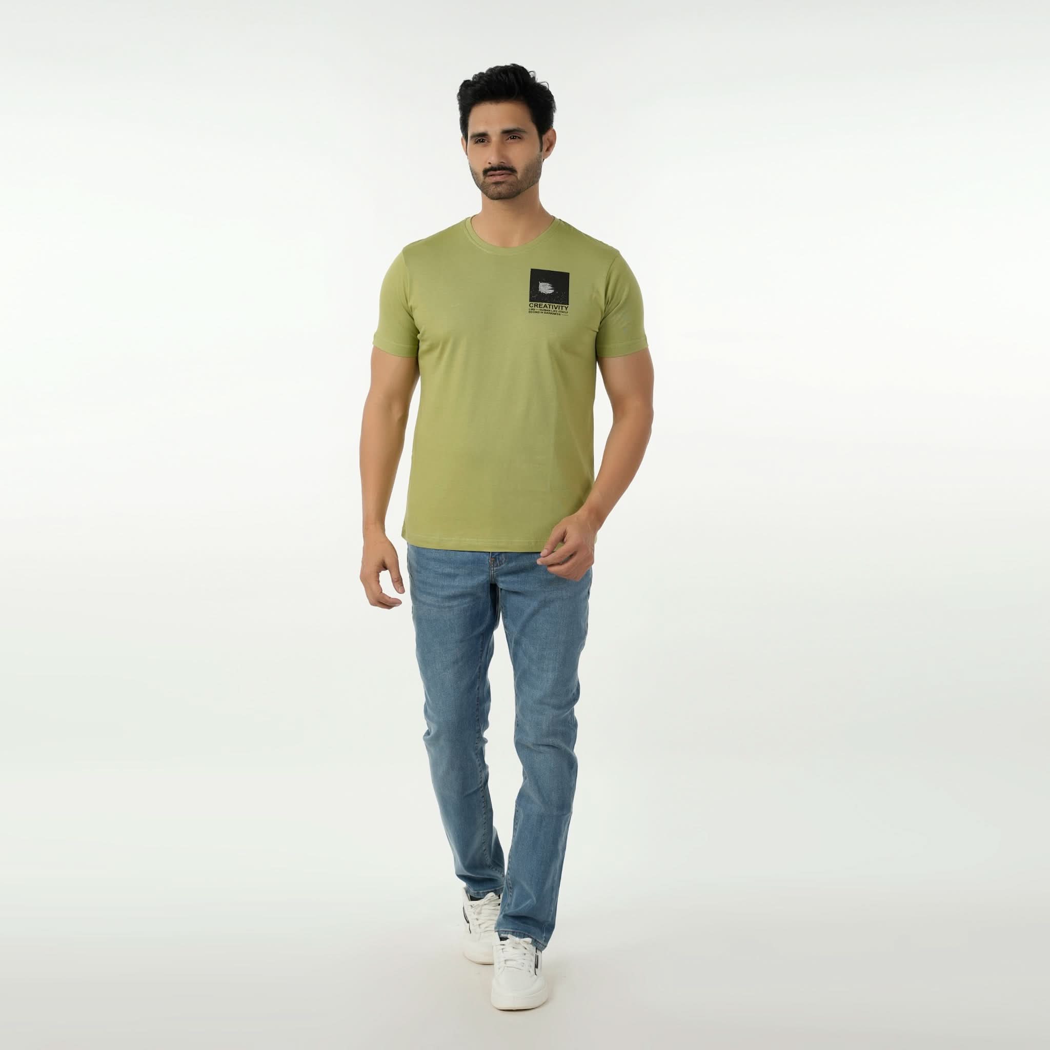 Eminent Men's Round Neck Half Sleeves Printed T-Shirt - Sea Green, Men's T-Shirts & Polos, Eminent, Chase Value