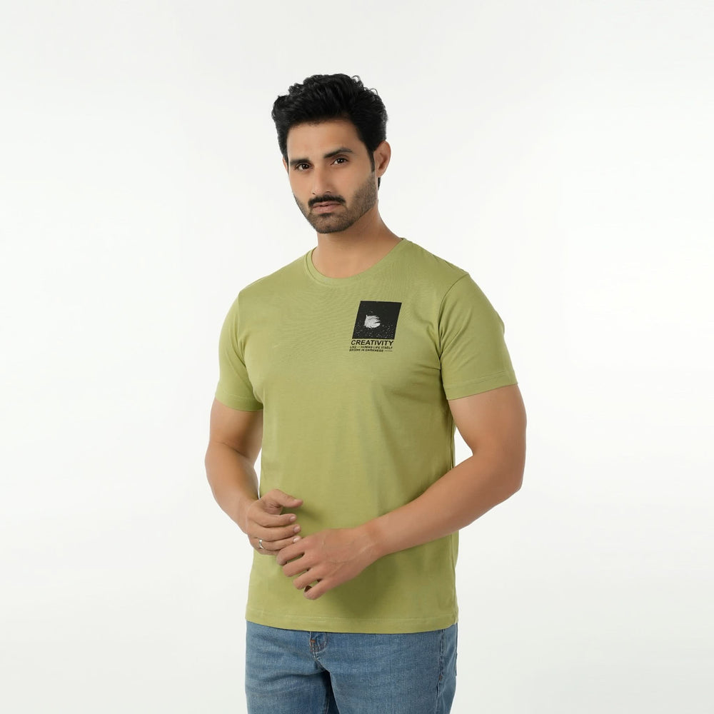 Eminent Men's Round Neck Half Sleeves Printed T-Shirt - Sea Green, Men's T-Shirts & Polos, Eminent, Chase Value