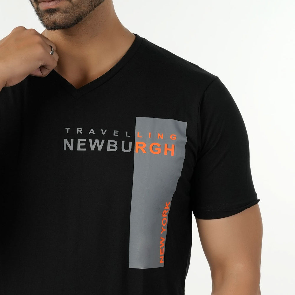 Eminent Men's Round Neck Half Sleeves Printed T-Shirt - Black, Men's T-Shirts & Polos, Eminent, Chase Value
