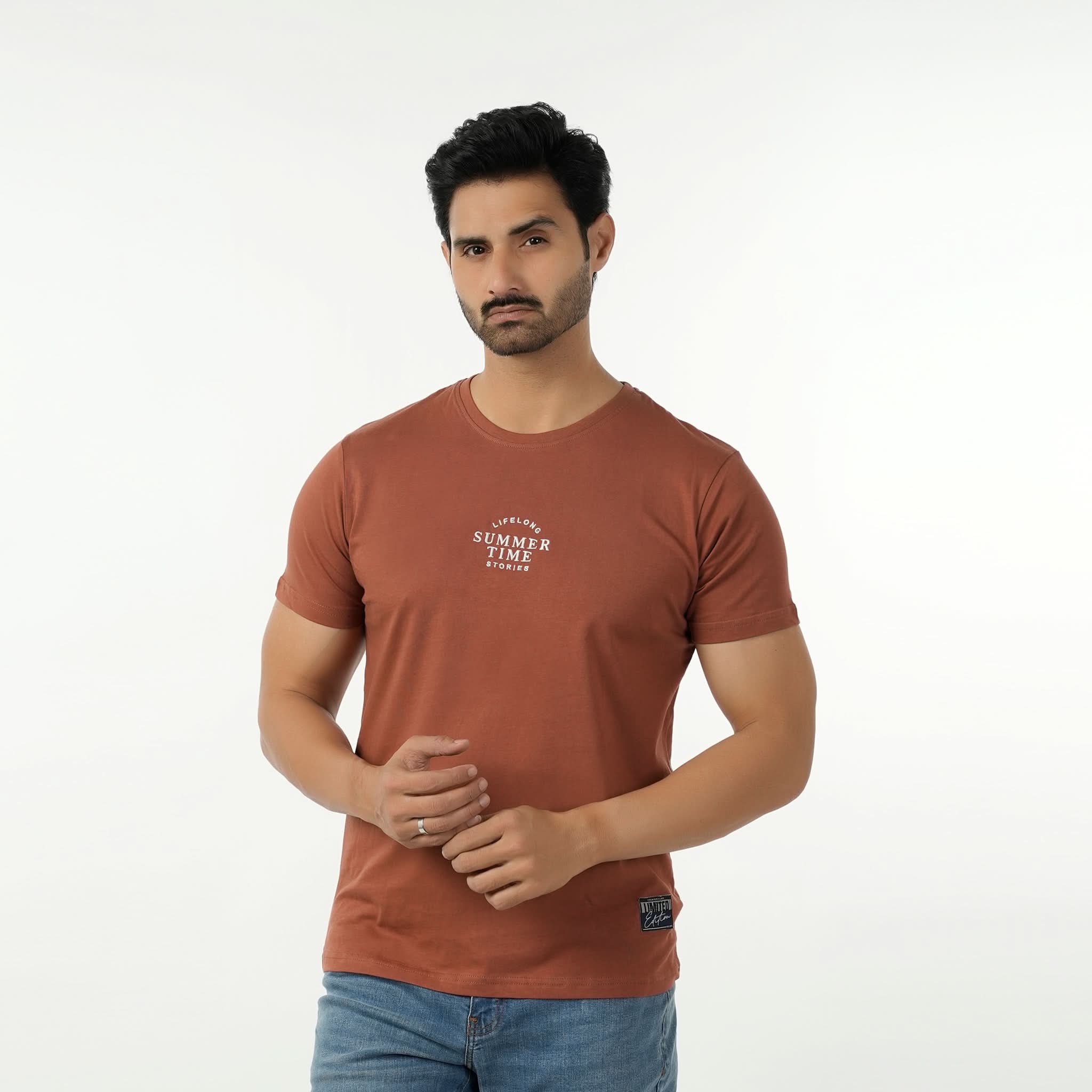 Eminent Men's Round Neck Half Sleeves Printed T-Shirt - Brown, Men's T-Shirts & Polos, Eminent, Chase Value