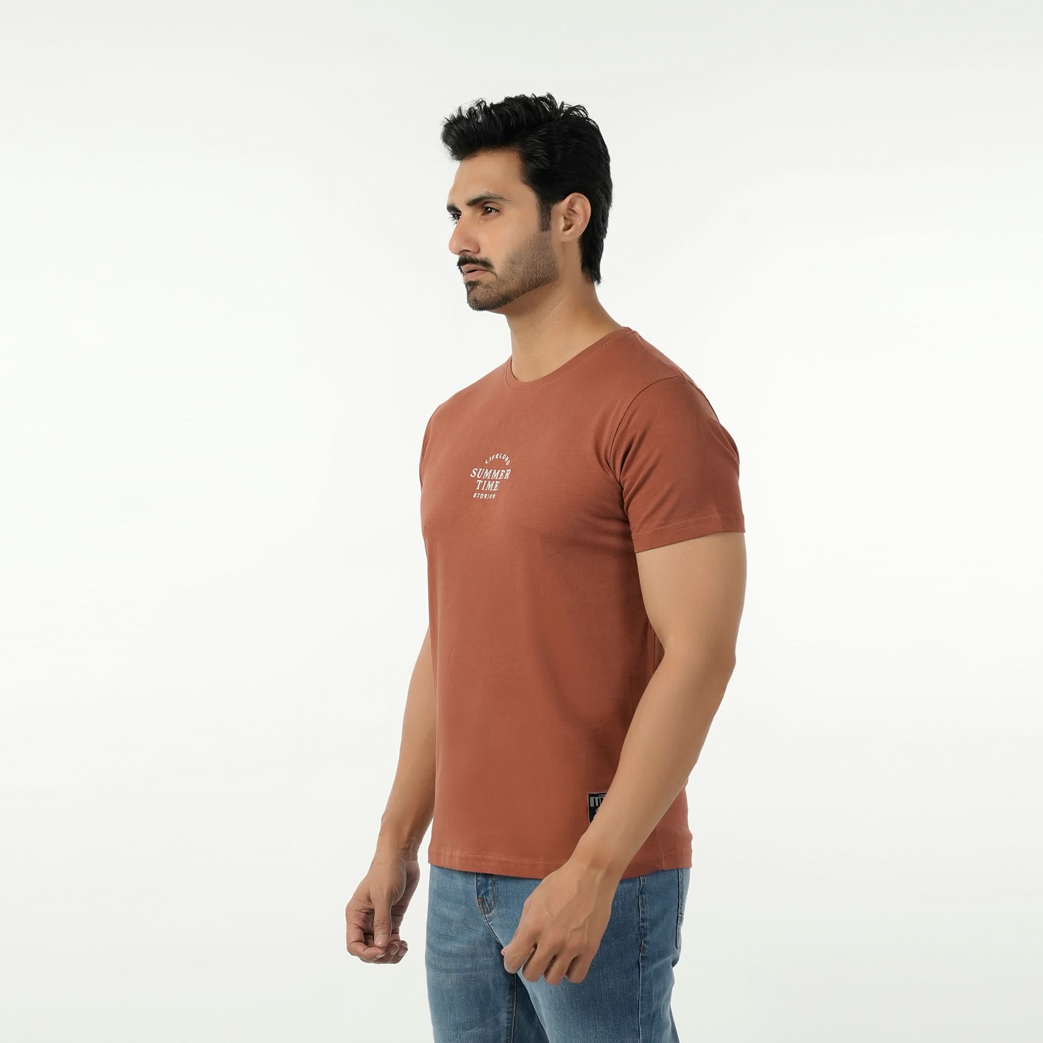 Eminent Men's Round Neck Half Sleeves Printed T-Shirt - Brown, Men's T-Shirts & Polos, Eminent, Chase Value