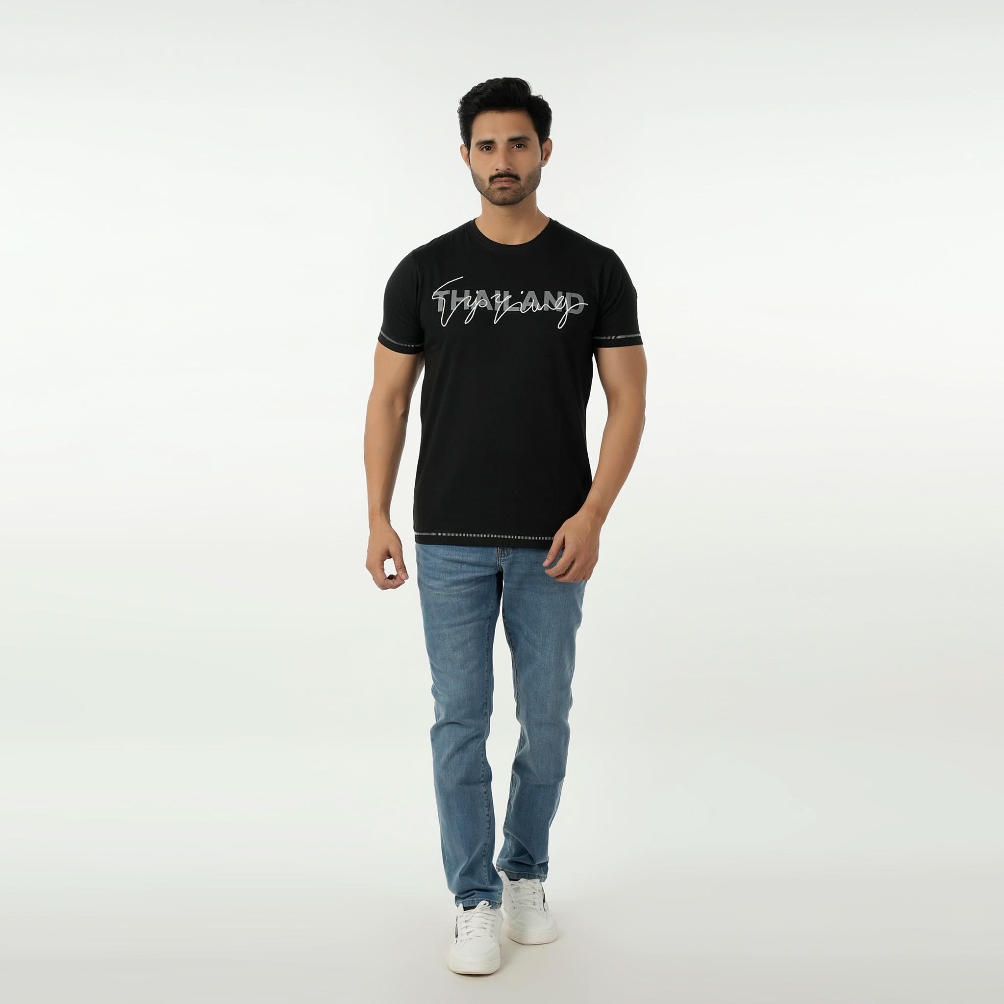 Eminent Men's Round Neck Half Sleeves Printed T-Shirt - Black, Men's T-Shirts & Polos, Eminent, Chase Value
