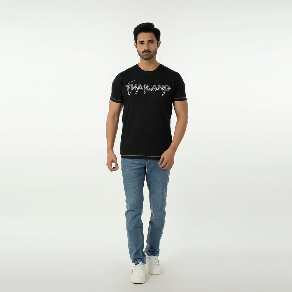 Eminent Men's Round Neck Half Sleeves Printed T-Shirt - Black, Men's T-Shirts & Polos, Eminent, Chase Value