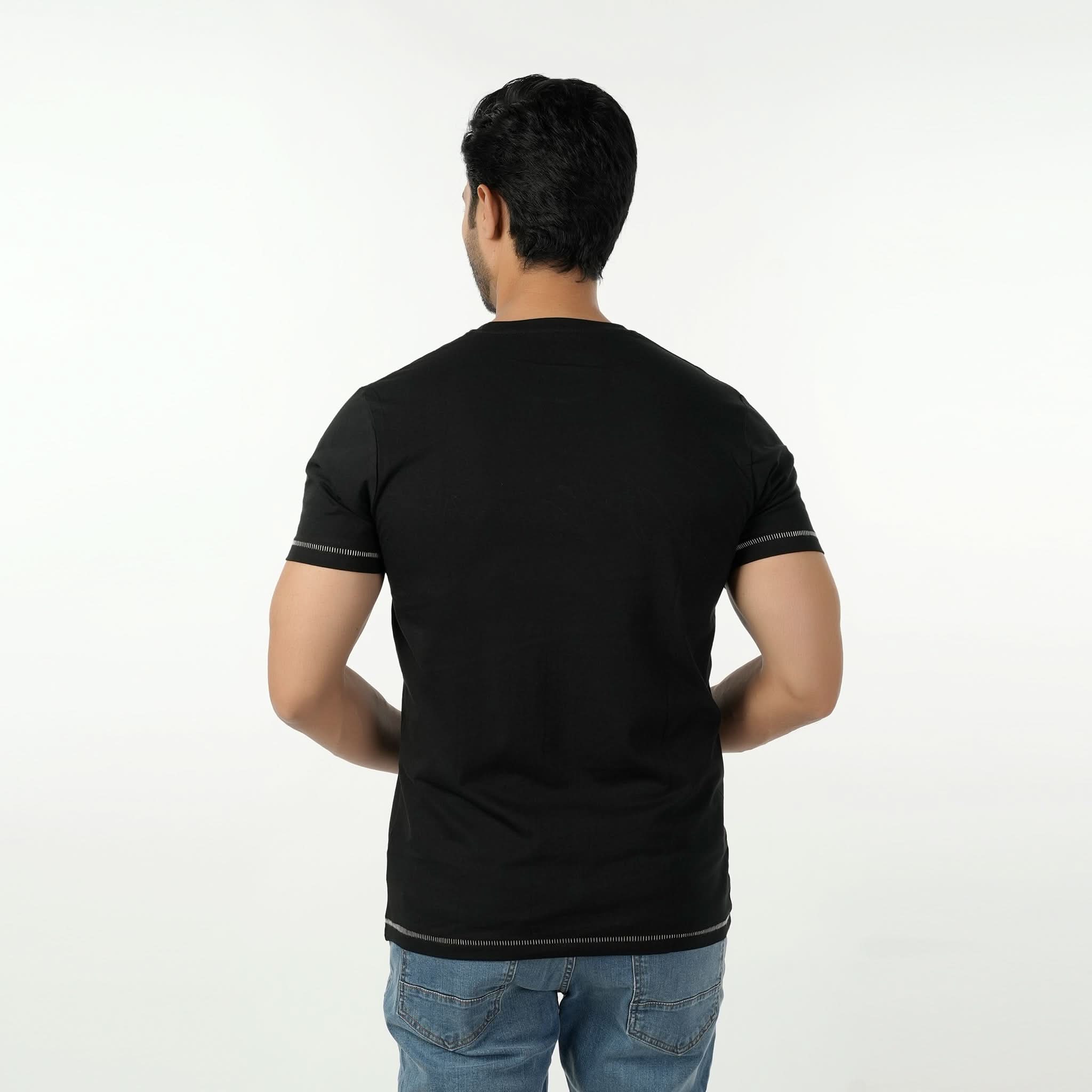 Eminent Men's Round Neck Half Sleeves Printed T-Shirt - Black, Men's T-Shirts & Polos, Eminent, Chase Value